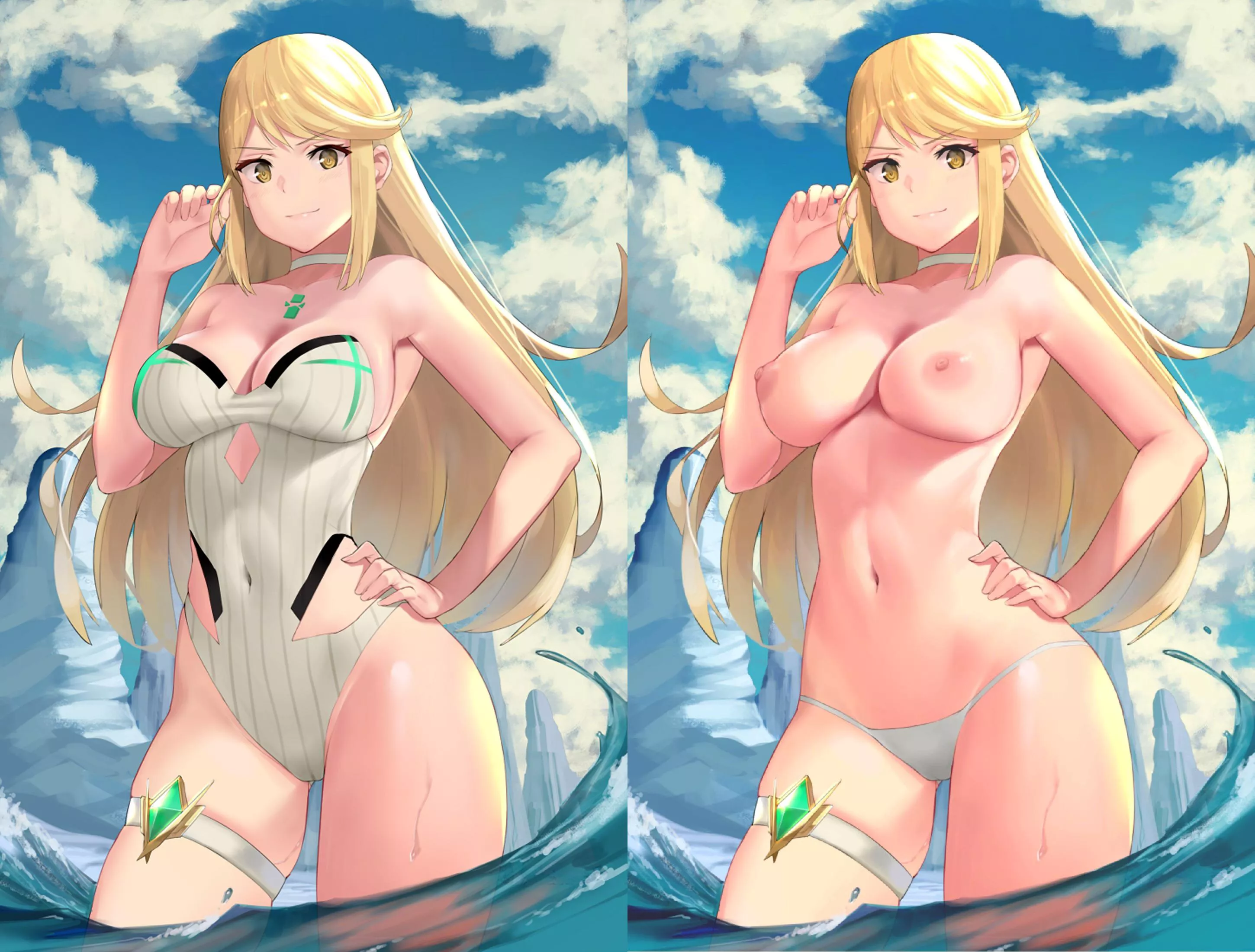 Swimsuit Mythra On/Off (J@CK) [x-post r/OnOffArt]