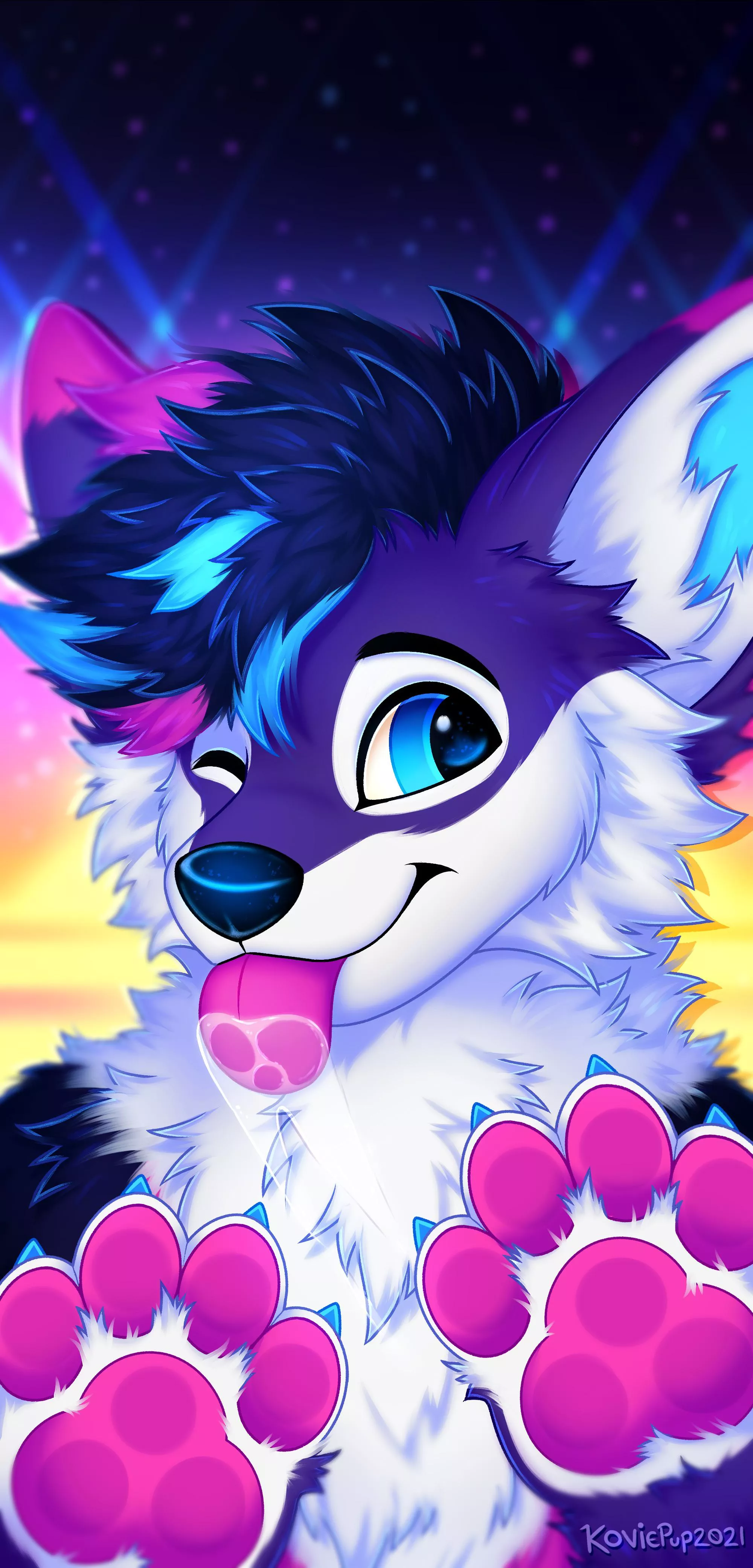 SynthwaveWolfy ✨ (art by me, KoviePup)