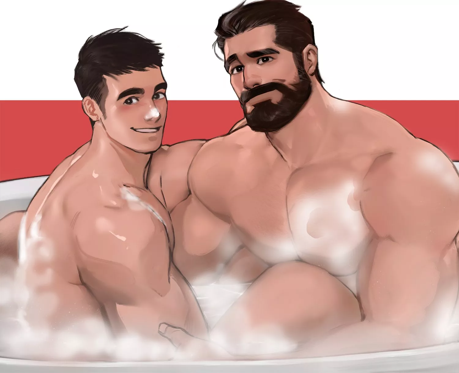 Taking a bath with his lover