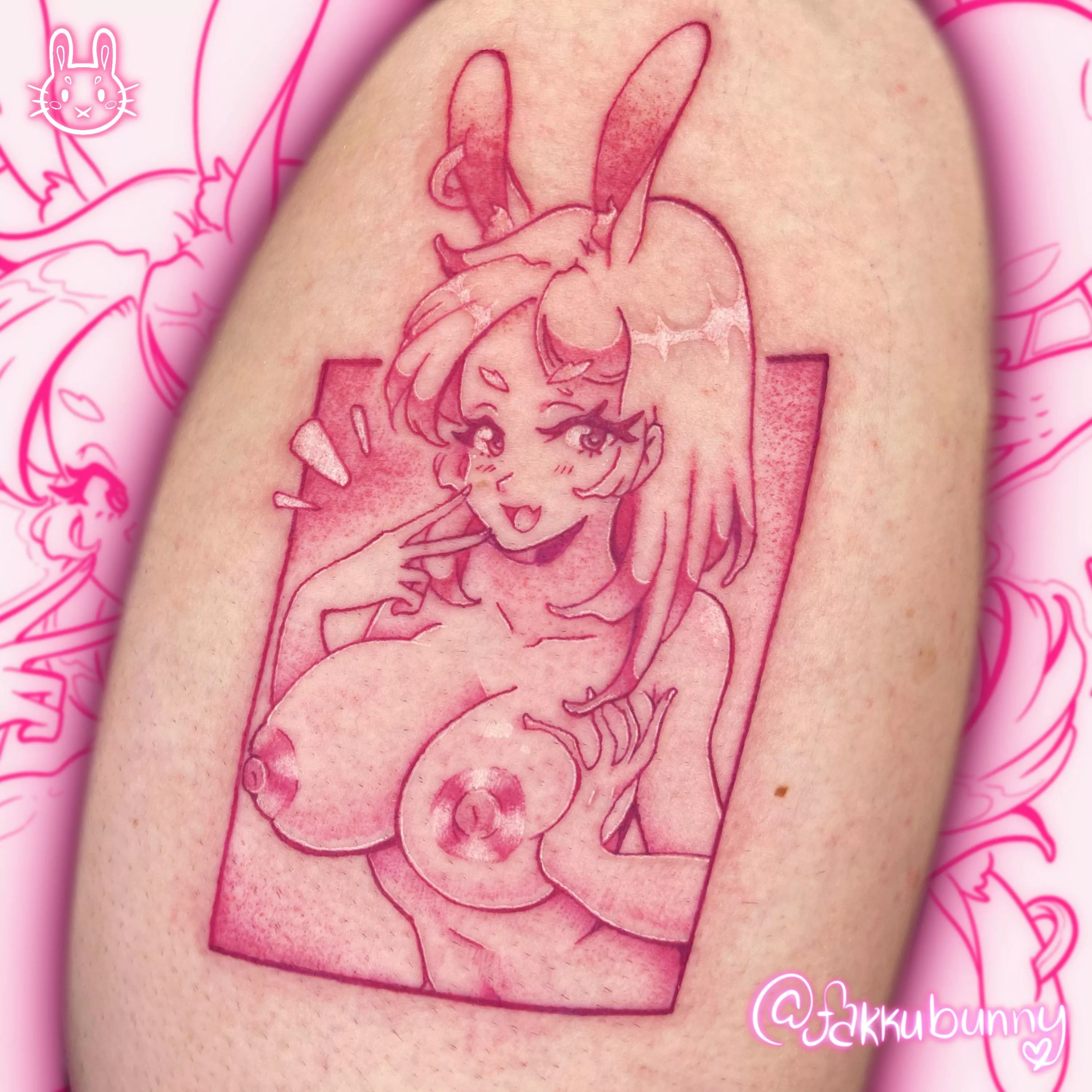 Tattooed this custom pink panel of one of my lewd girls. :) I hope it is okay to share!!