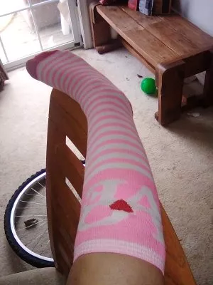 Testing [selling] let me be your valentine with these lovely stripped live socks $30 one week wear.