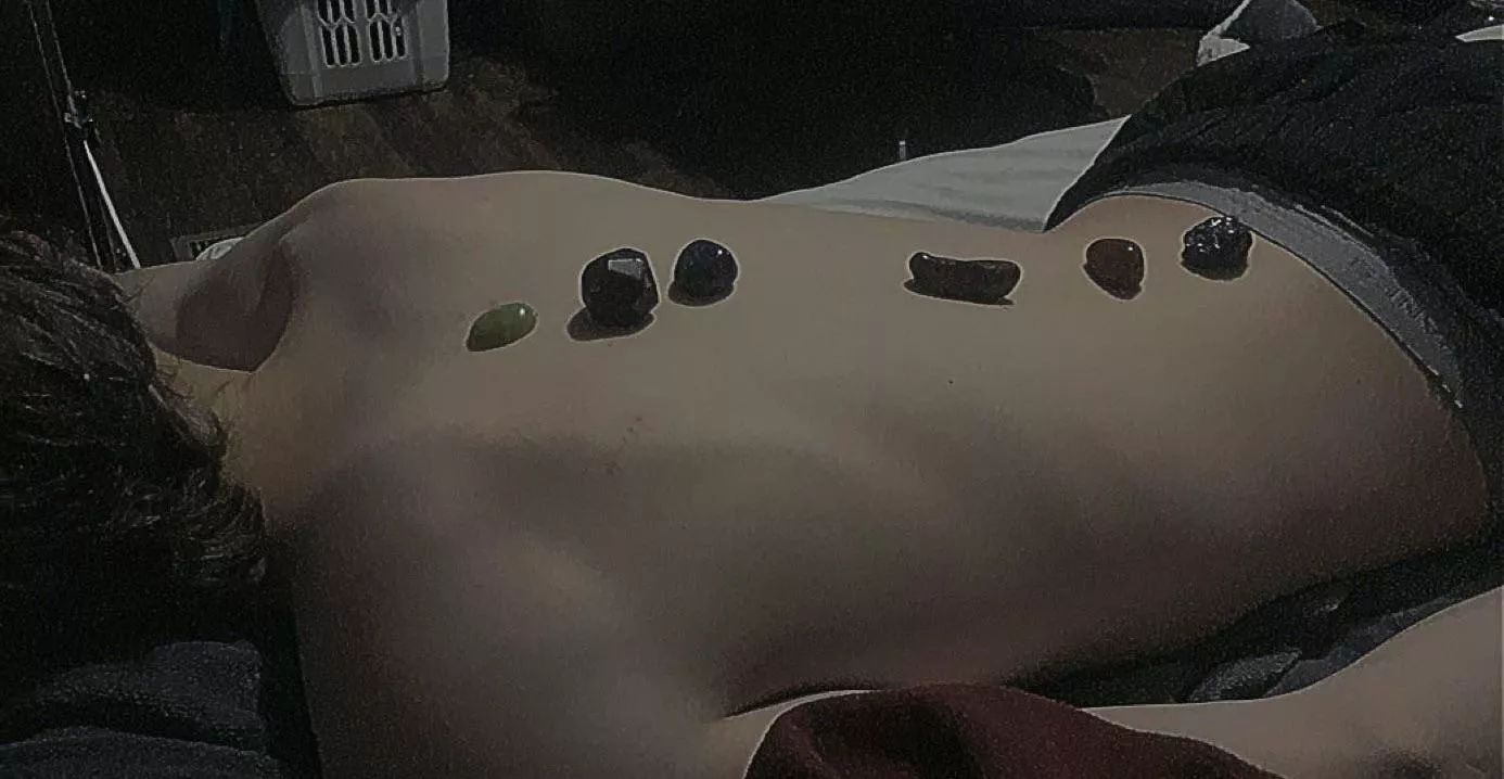 the best form of aftercare:)) i love to give my boyfriend long massages and put crystals on him after he uses me as his own personal cum dumpðŸ¥° so relaxed he fell asleep [@1:15:00]