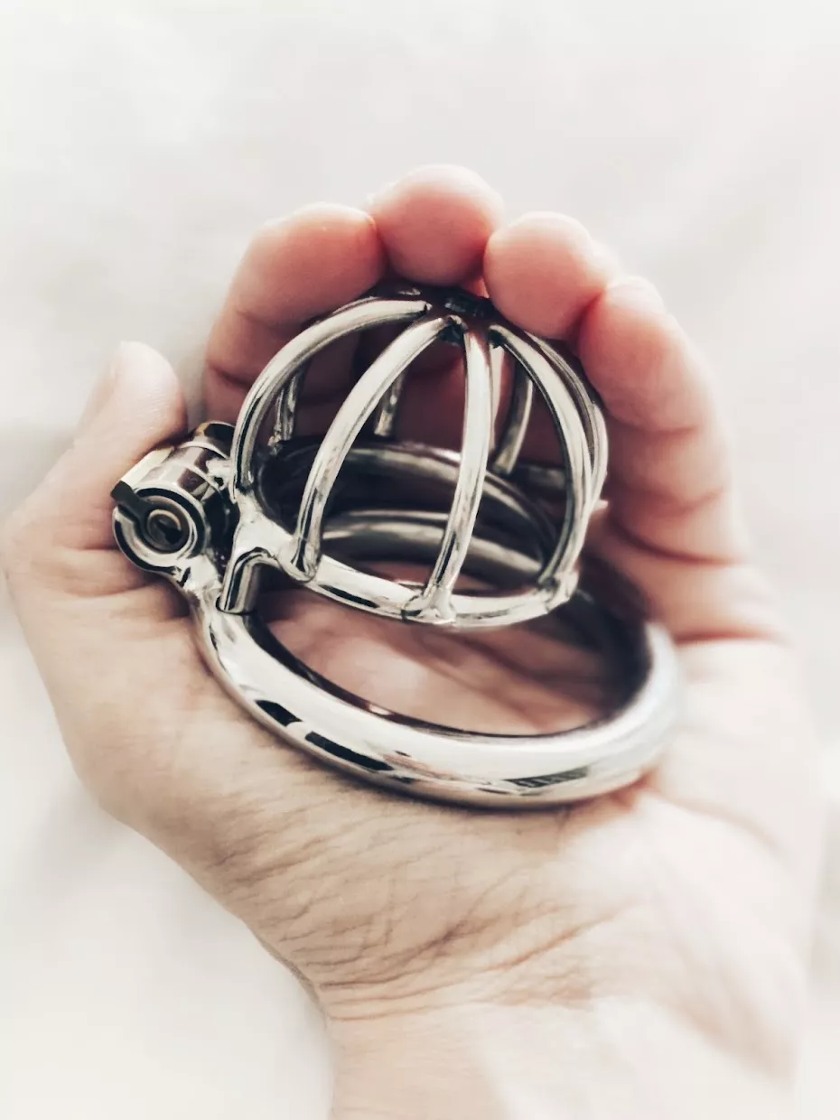 The chastity cage I gifted my husband on his last birthday. This is the beginning of a long road for him.