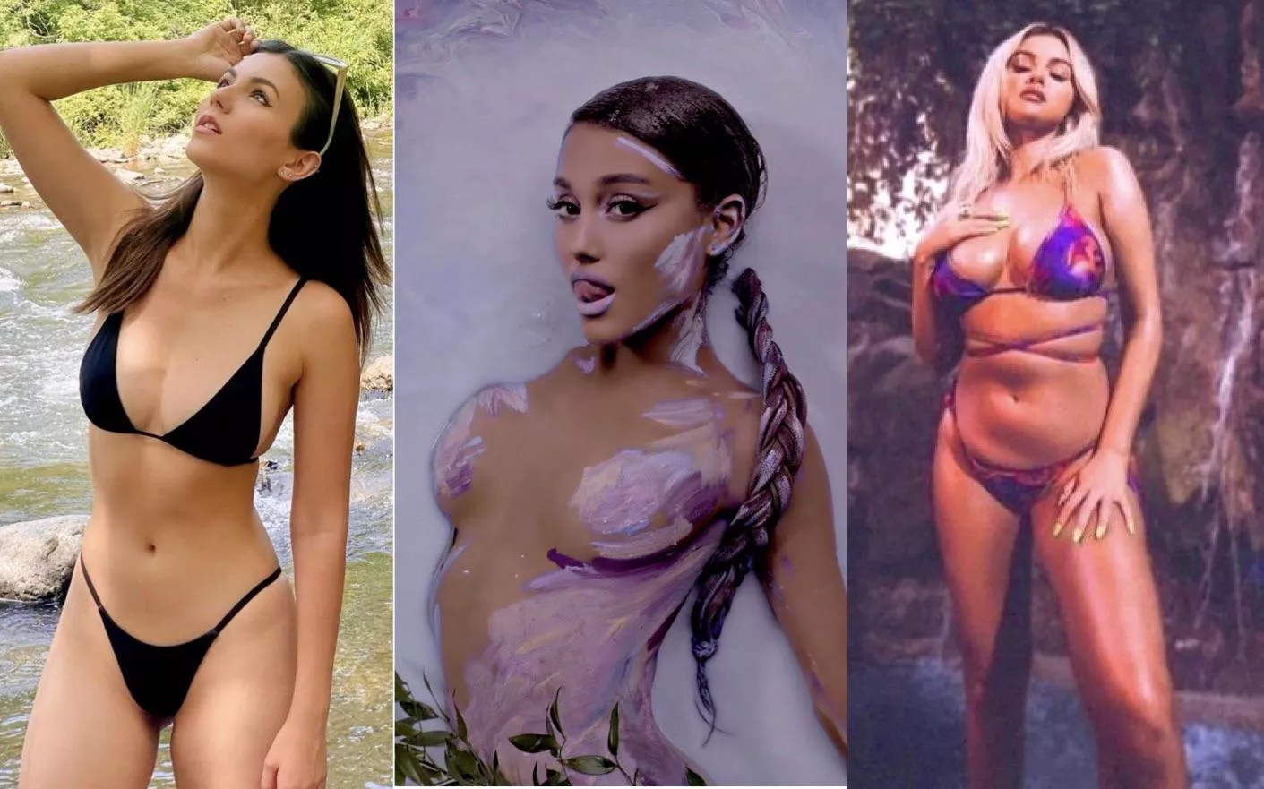 The three hottest Disney/Nick girls (imo), fuck one from Victoria Justice, Ariana Grande or Selena Gomez?