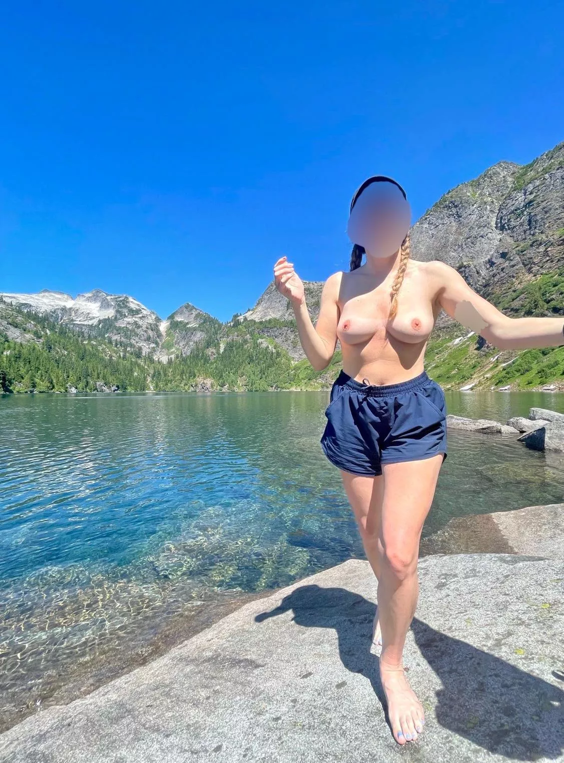 The thrill o[f] getting half-naked at an alpine lake is unmatched ðŸ’™