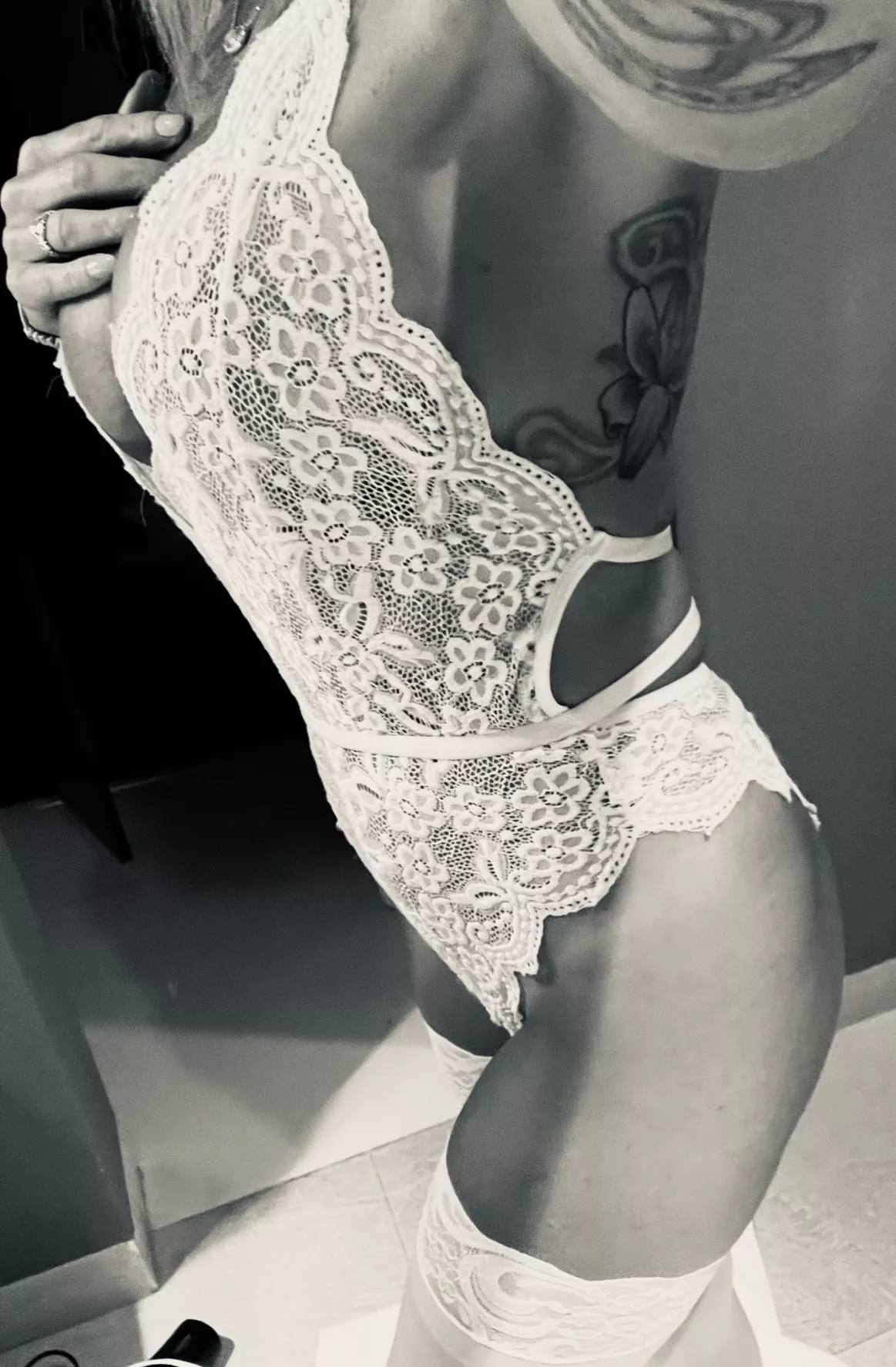 There is just something extra sexy about white lingerie and stockings!! ðŸ’•ðŸ˜ˆ