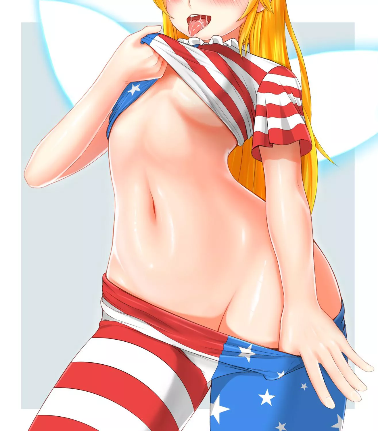 There seems to be quite a few nsfw art of Clownpiece posing like this, huh? Must be because of her clothing (art by Maoda)