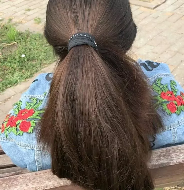 Thick brunette ponytail