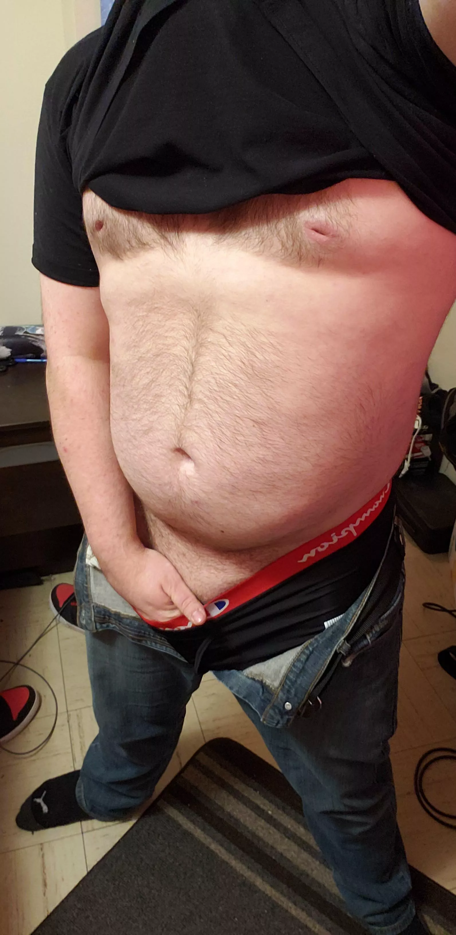 Thirsty Thursday? Friday Jr.? Fuck it, have some tummy in jeans.