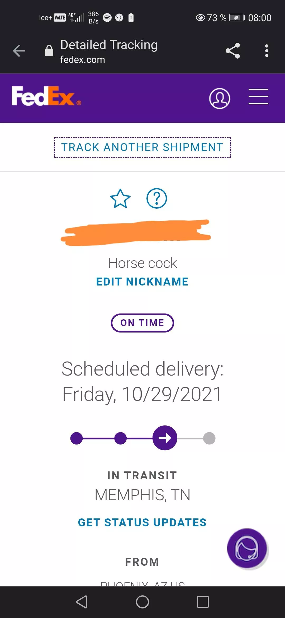 This cock is supposed to go from usa-germany-france-denmark-norway and to my house in 34 hours and it says it's still in Tennessee. I doubt I'll get to ride him this weekend. L/S Flared Chance grab from last friday's drop