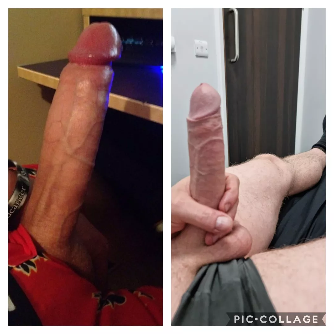 This guy on the left reckons my GF would love his cock. I think mine on the right gives him a run for his money. What do you think?