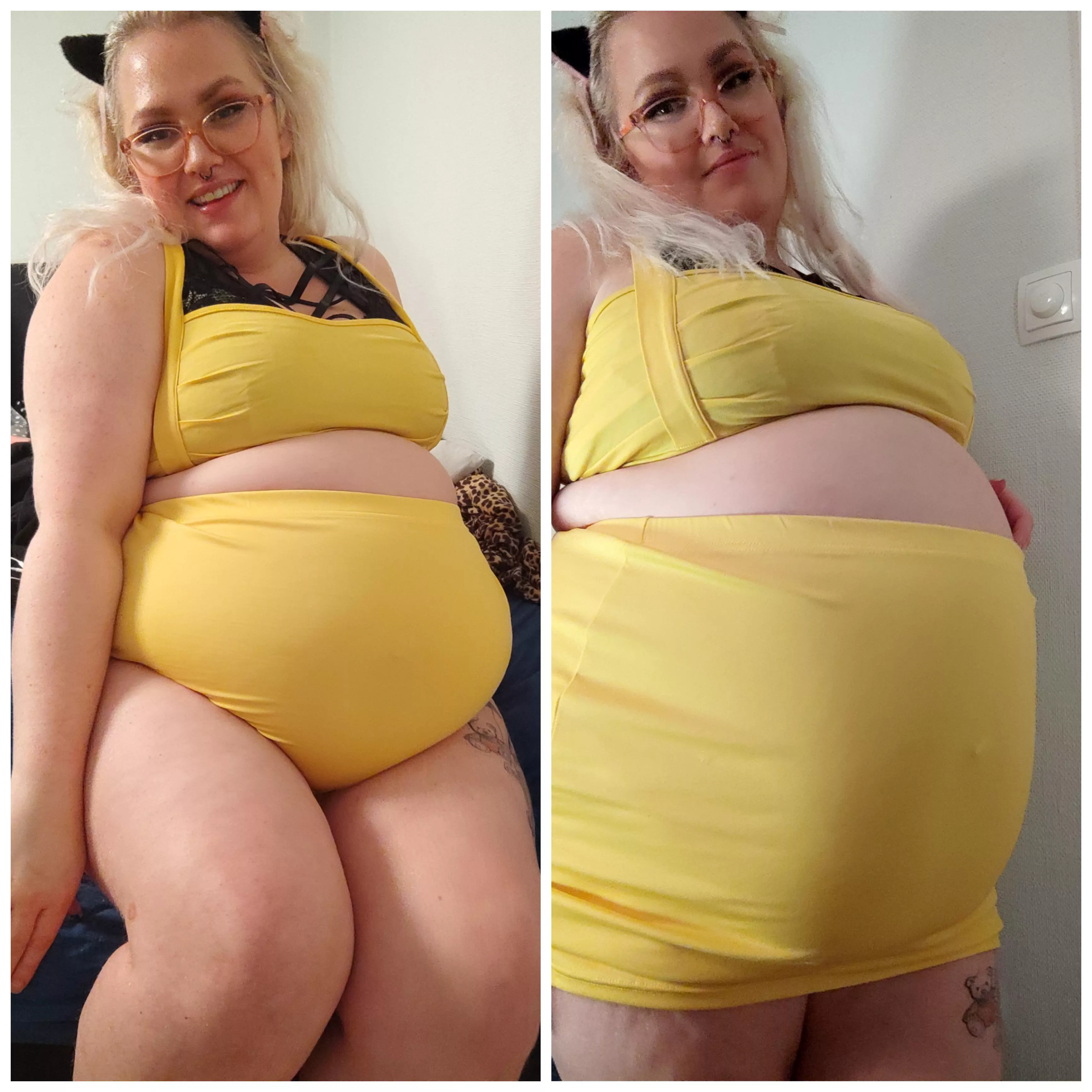 This is before and after a light snack of 6000 calories 😳🤭 I livestream on OF if you wanna join me sometime 🥰💗