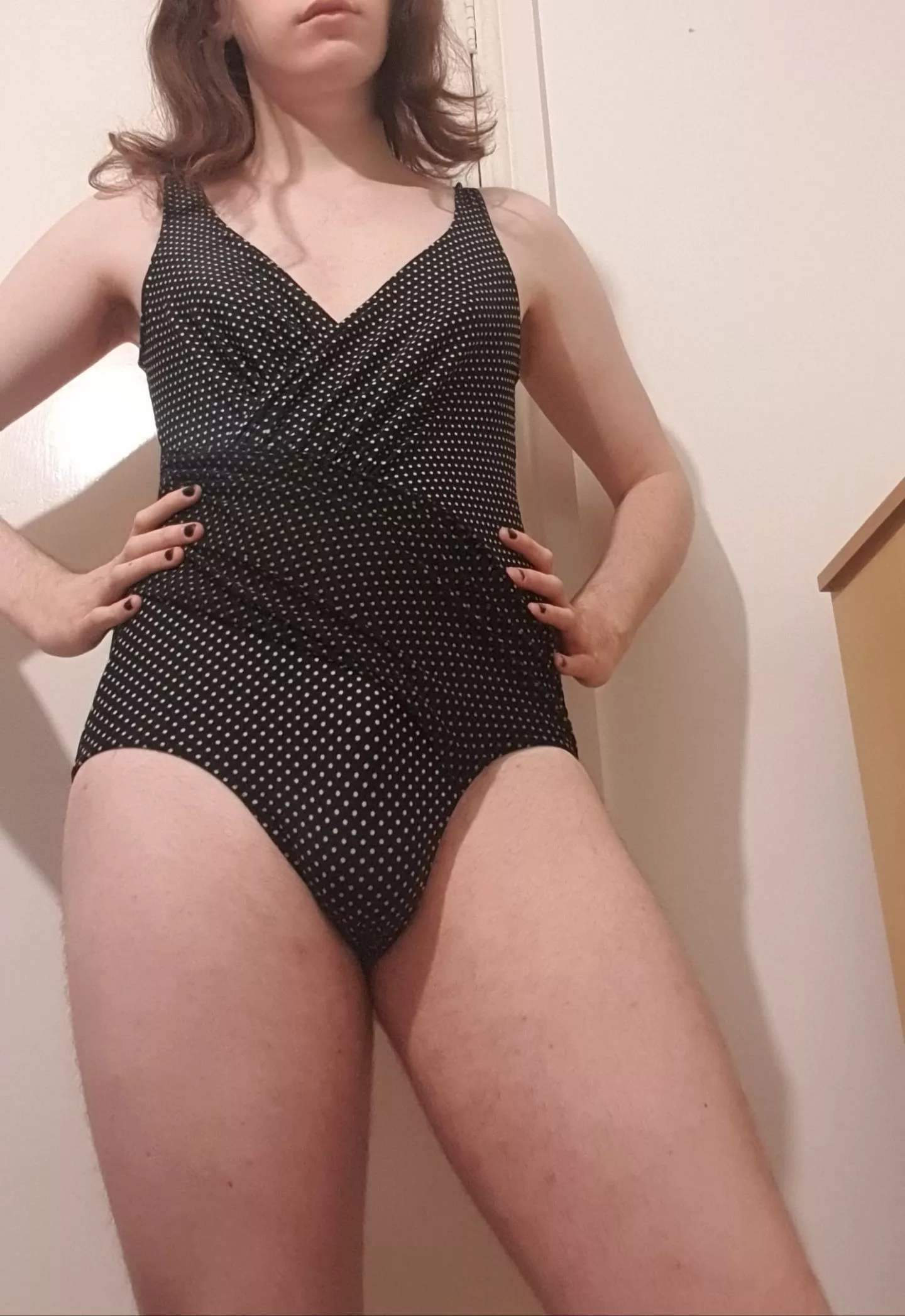 This swimsuit feels good hugging my body