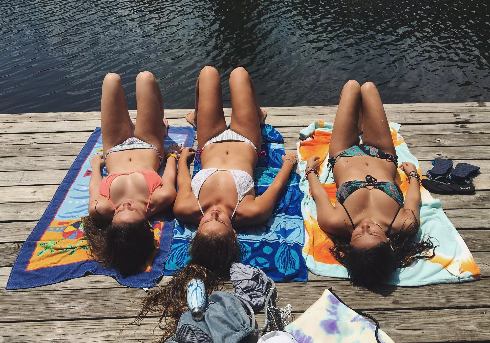 Three friends on the dock