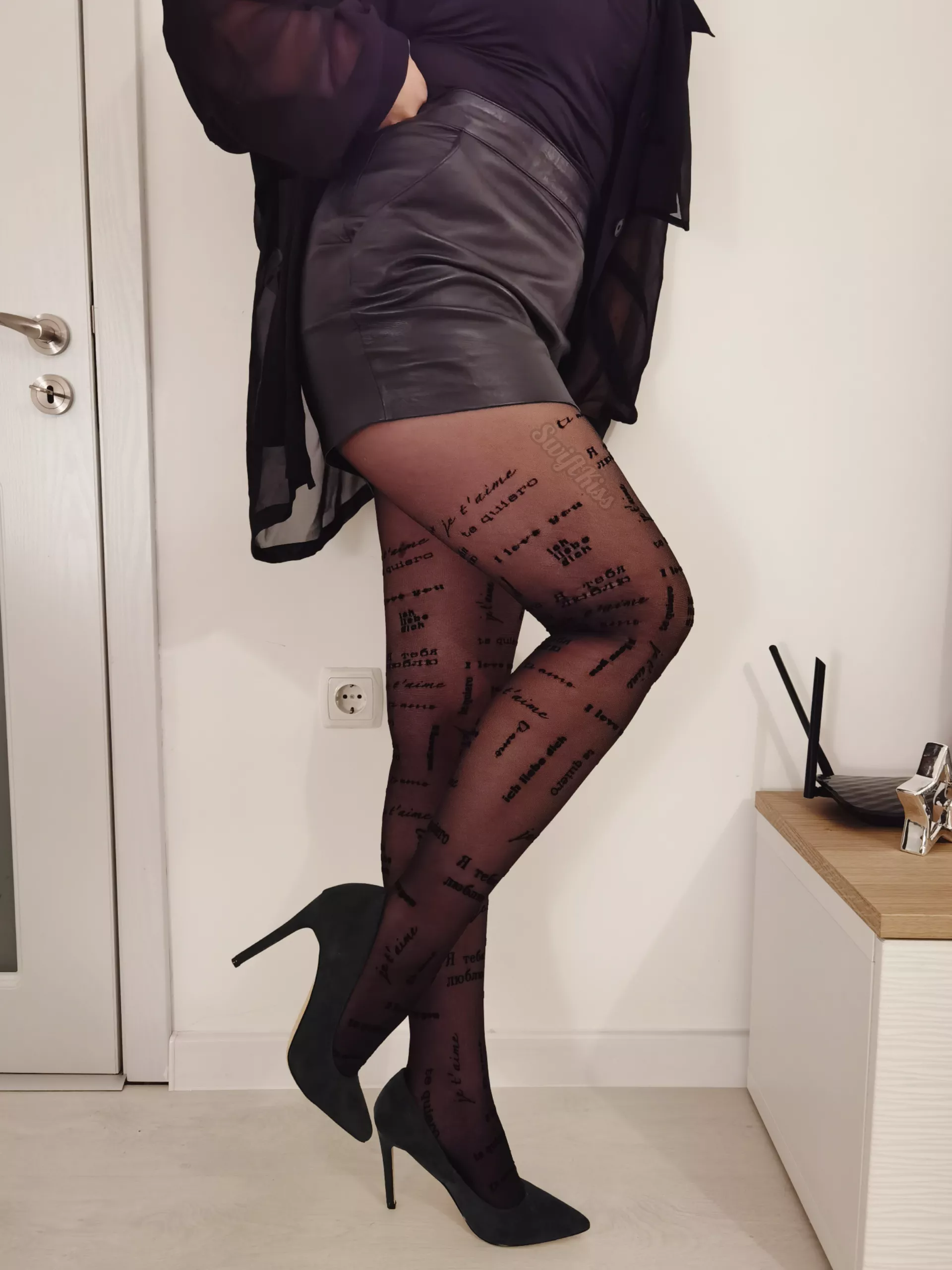 Tight Leather mini skirt for the office