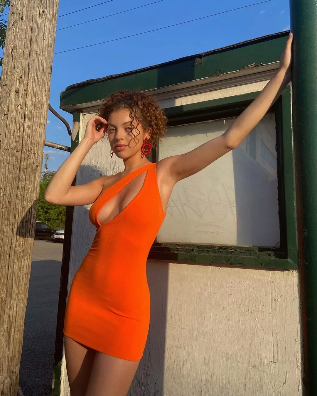 Tight orange dress