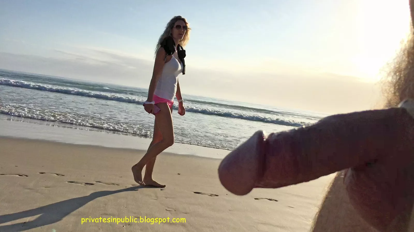 Today on the beach, she learnt her fetish was public erection CFNM!