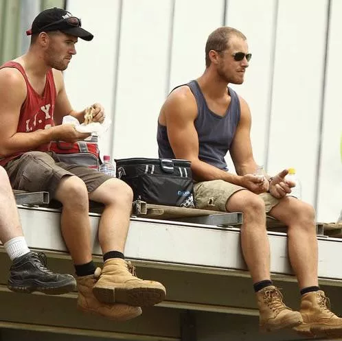 “Tradies at lunch” …