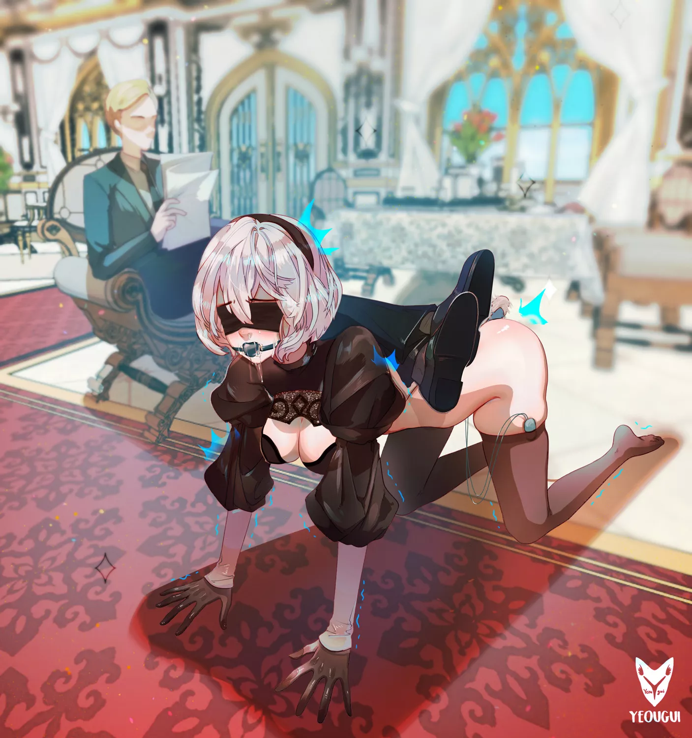 Training her 2B an ottoman. (yeougui) [NieR:Automata]