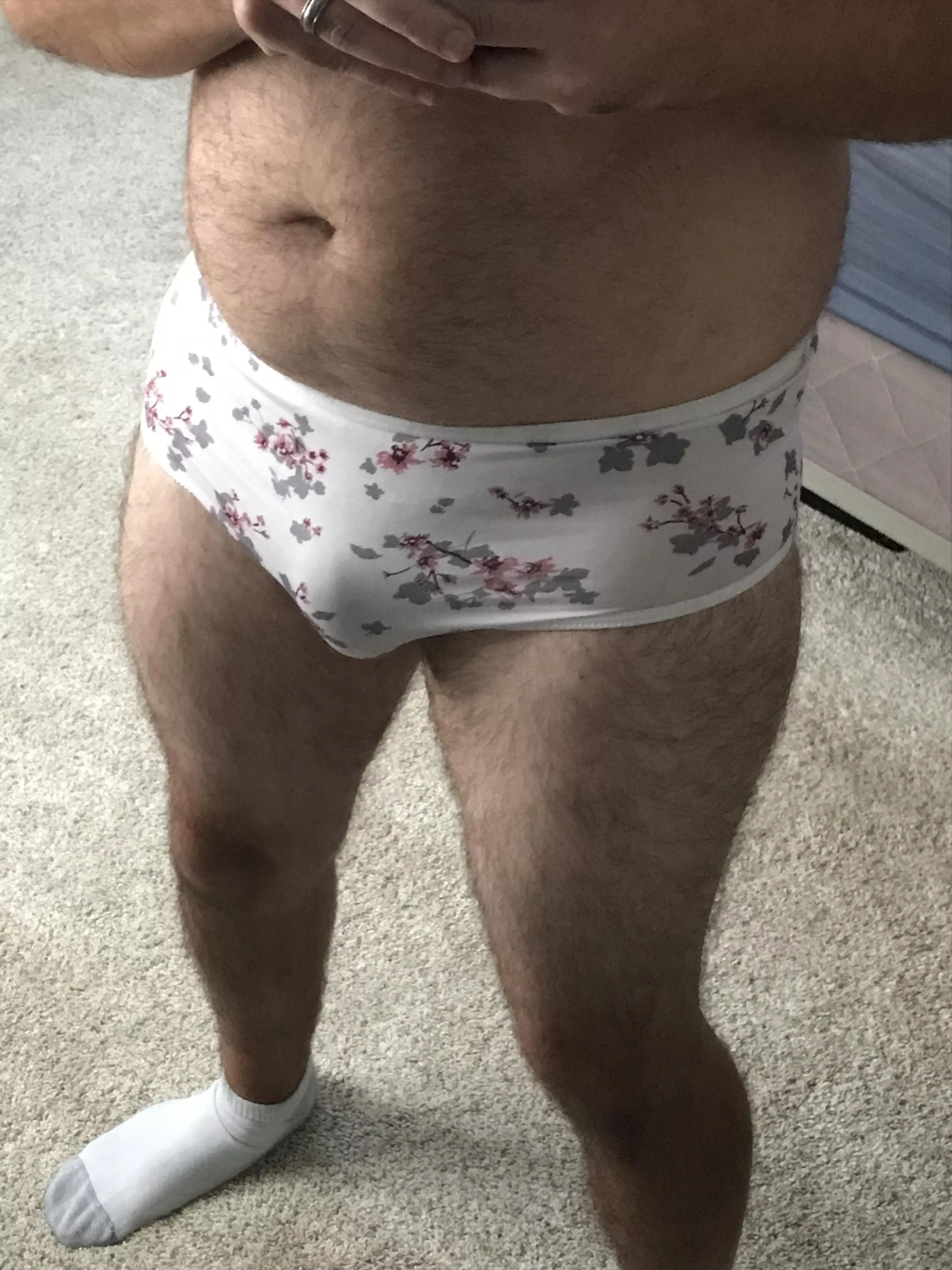 Trying on wife’s panties