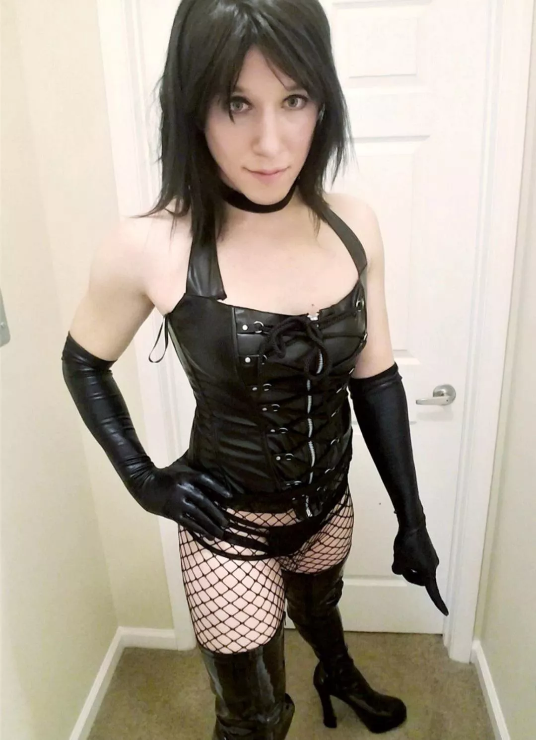 Trying out the dominatrix look