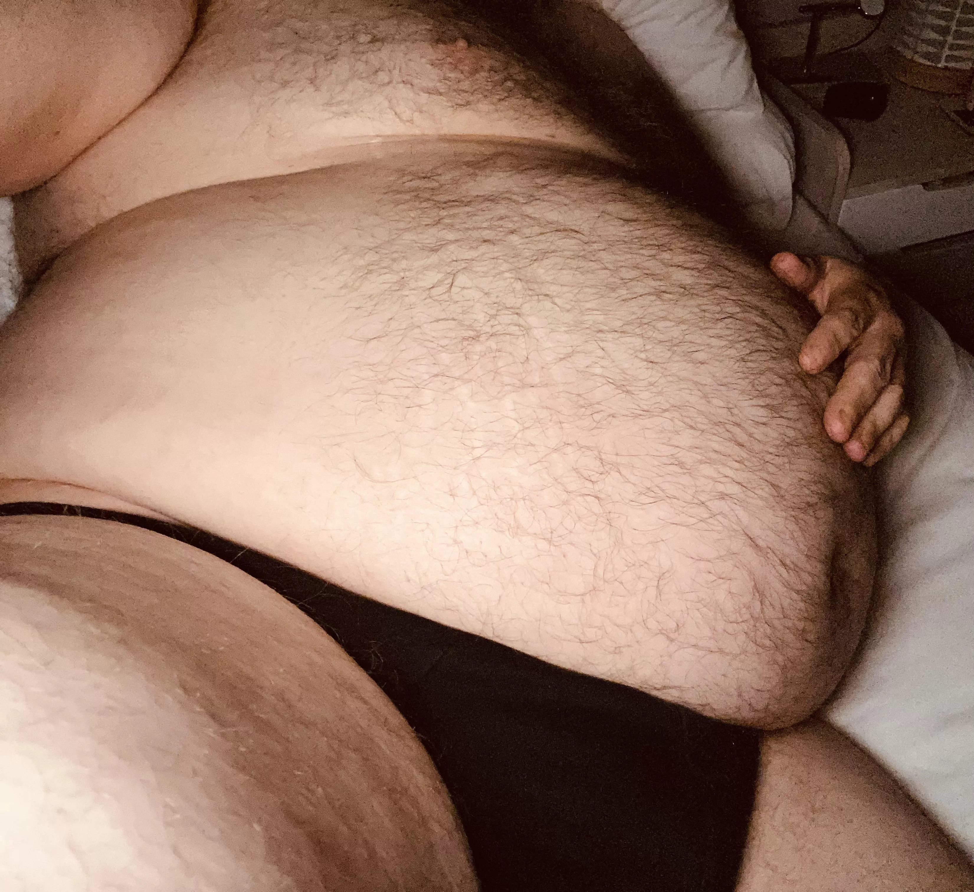 Two days into this super tight pair being stretched across my big sweaty ass and my big hanging balls. Theyâ€™re going to smell so goodâ€¦.