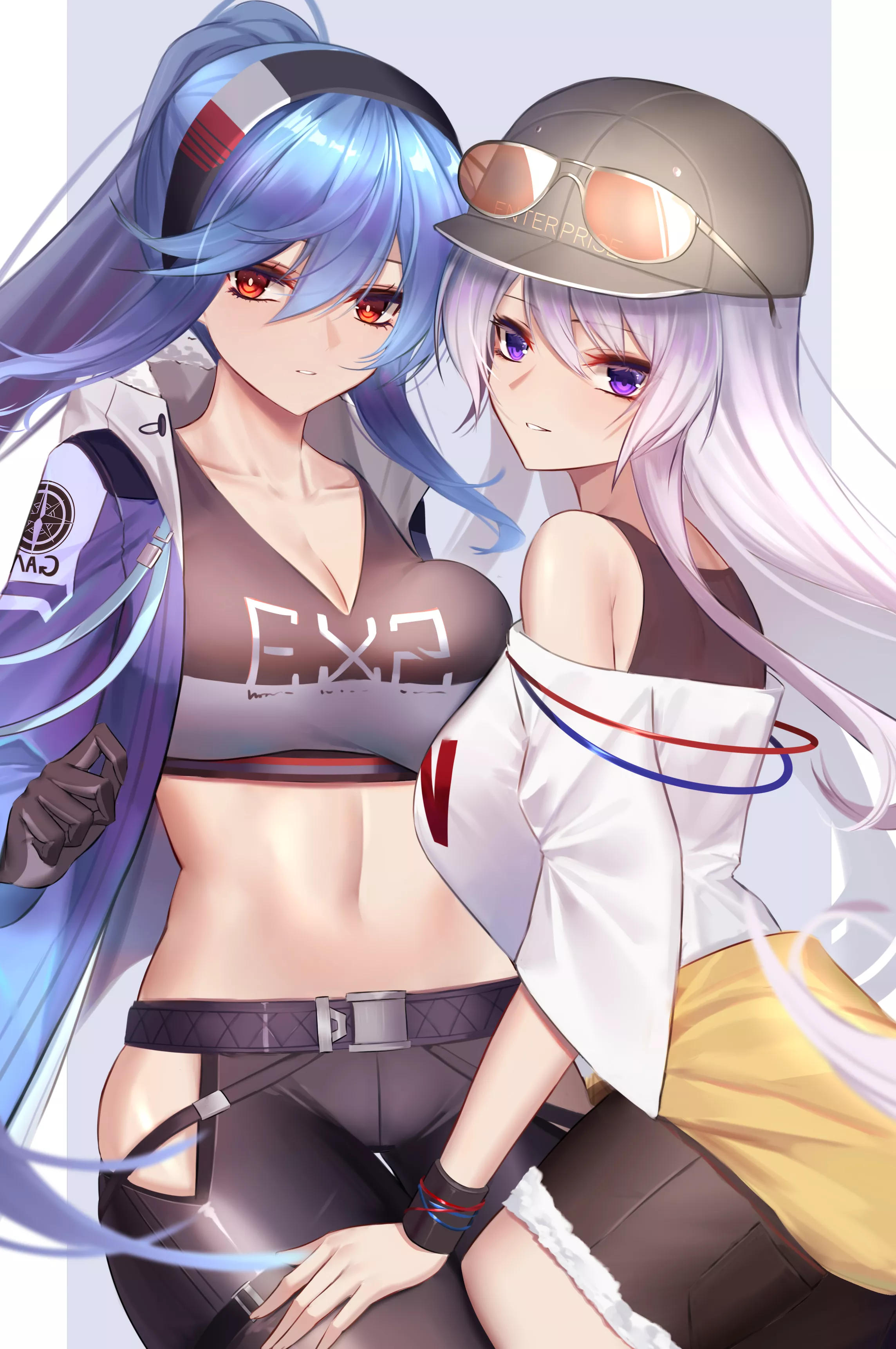 Two Sexy Big Titty Waifus Ready To Serve You, Shkikkan-sama~💙❤ (USS Essex & USS Enterprise, Azur Lane, Eagle Union Faction)