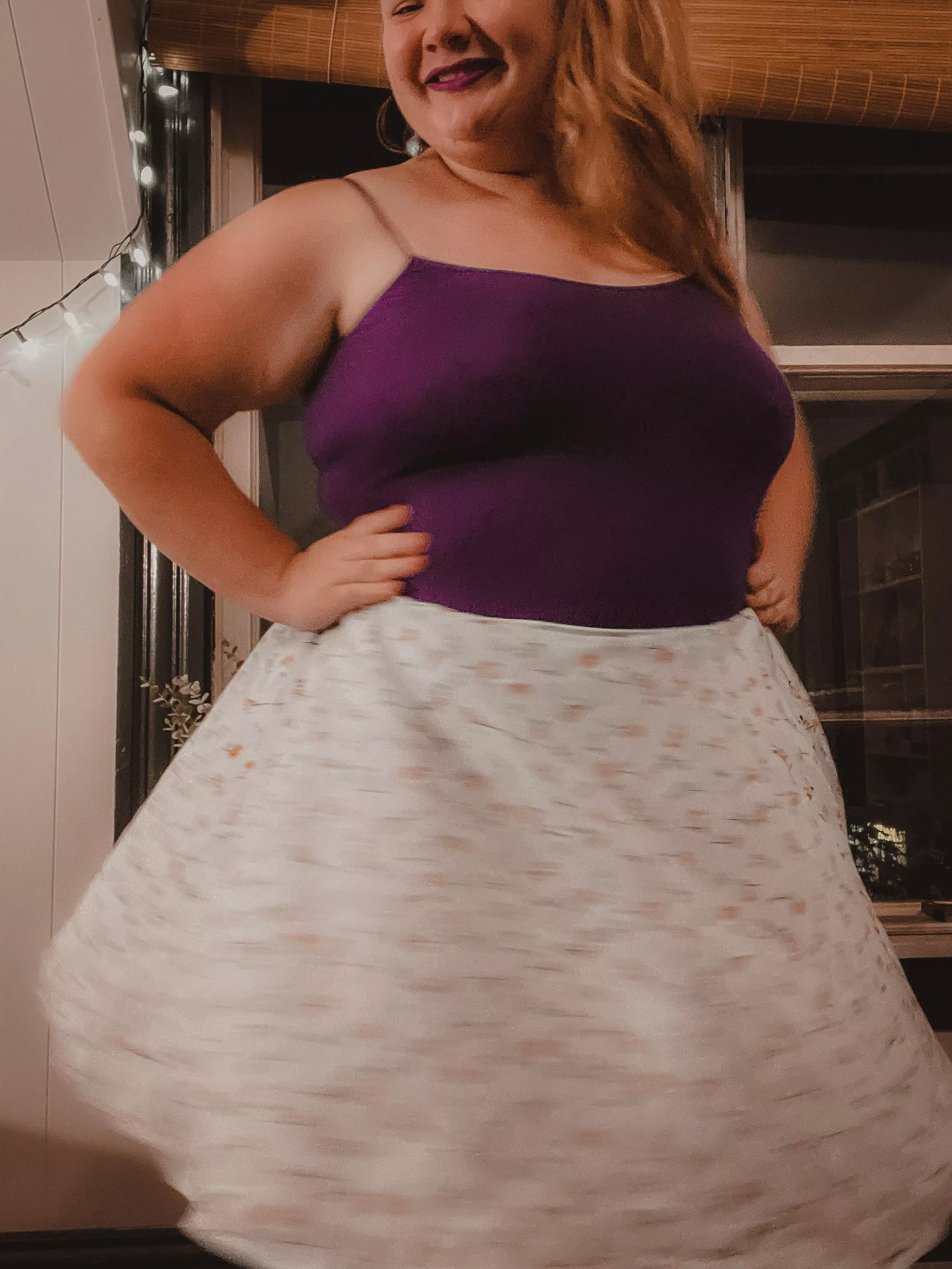 Was feeling down. So I put in a twirly skirt and danced around my apartment. Now all I need is someone to come use me and I’ll be a happy girl again. :)