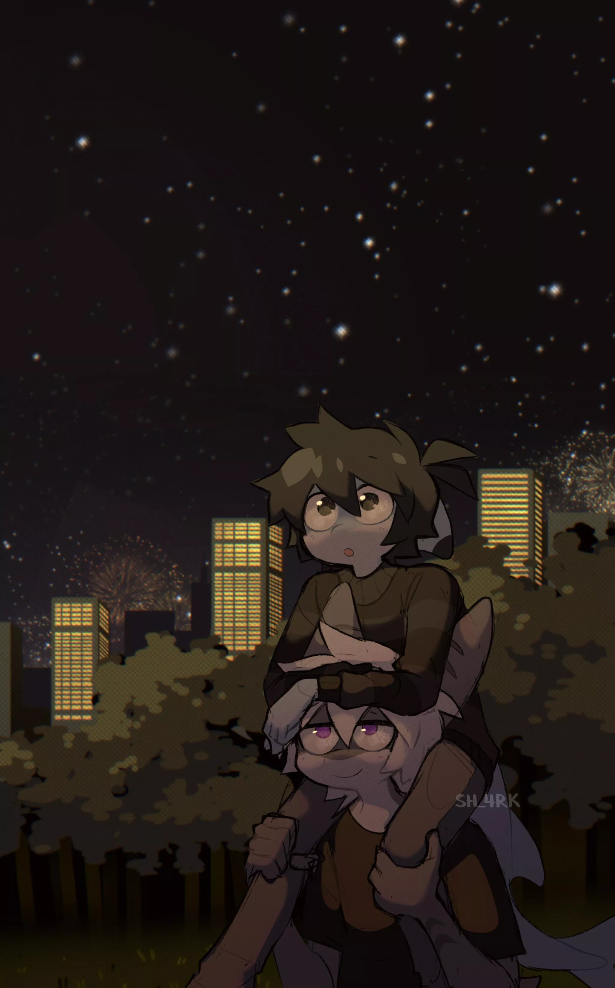 Watching the fireworks! (Art by me - @SH_4RK)