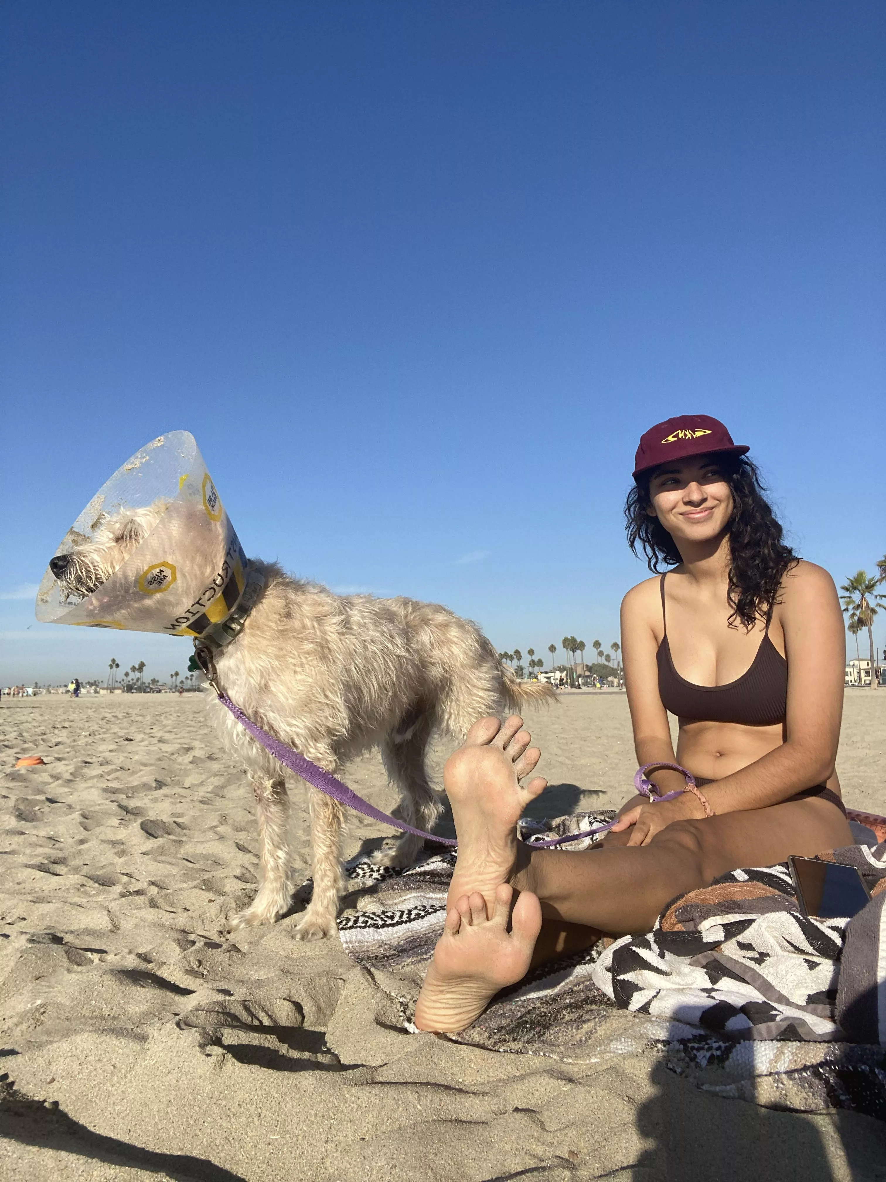 We both needed a beach day ! Who likes sandy toes ?