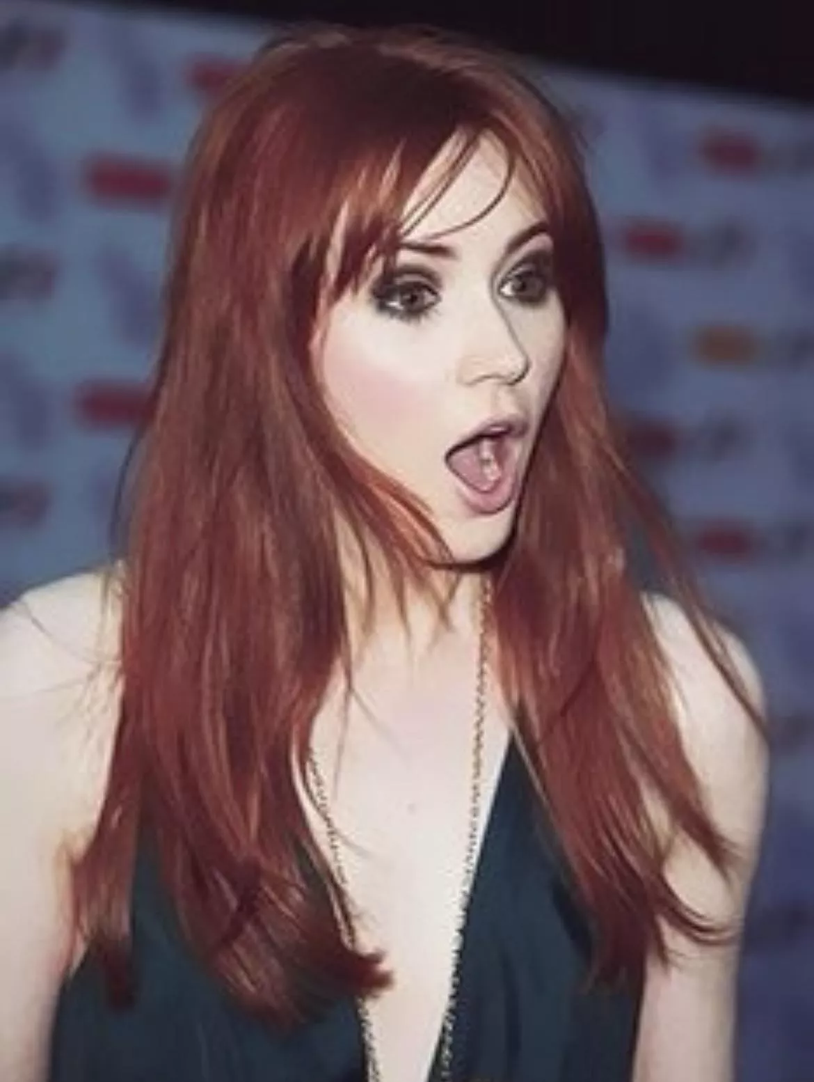 We were at a convention, but by the same Karen Gillan came back to her panel, she caught me pounding you while you were dressed up as one of her characters.