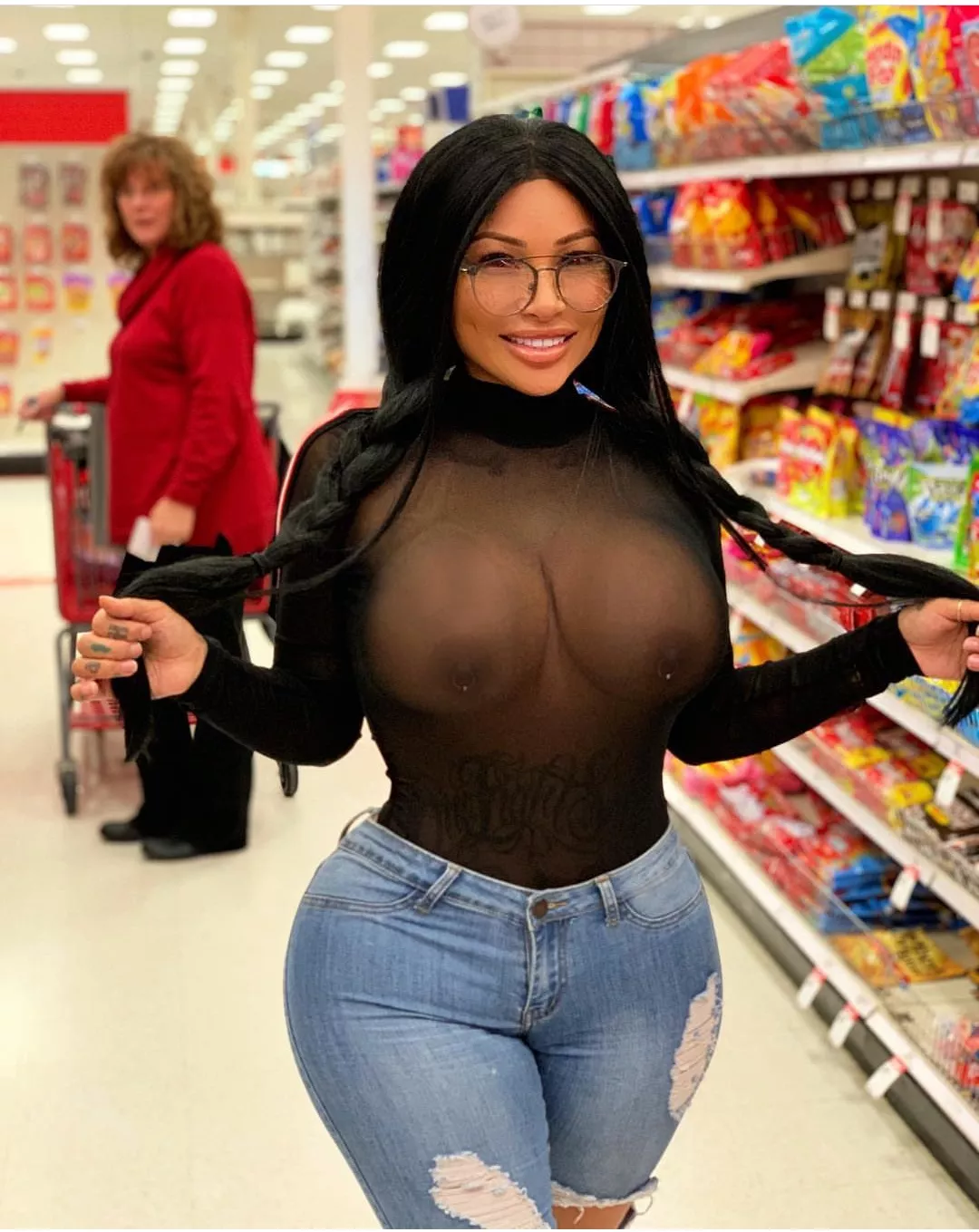 Wearing a see through shirt in Target