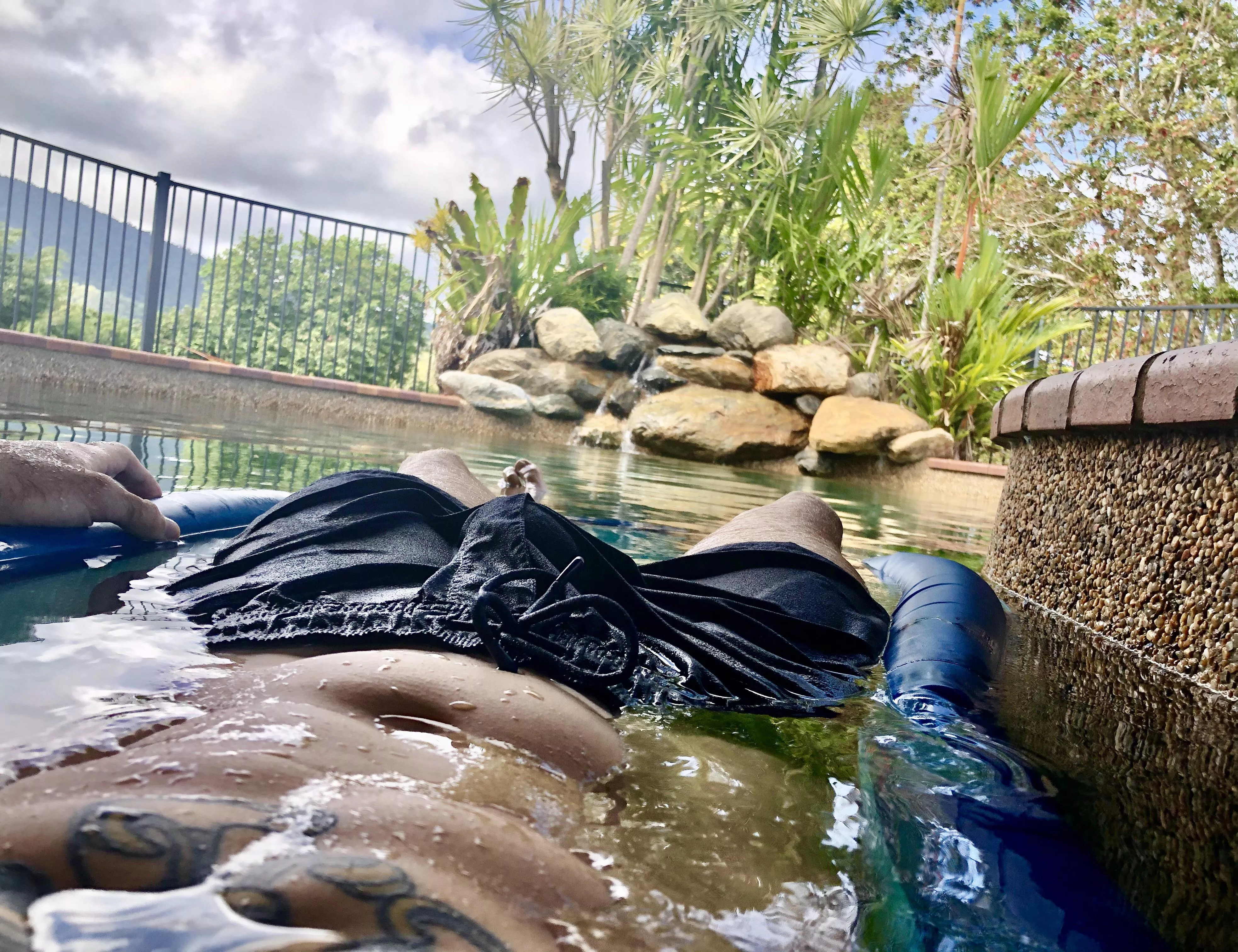 Wet bulge floating in the pool