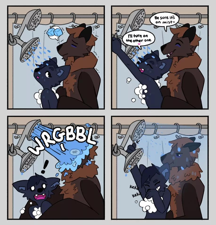 Wet wolf sprays bat in the face. There is 0 fabrication in this comic. (@acoolwolf on tw~)