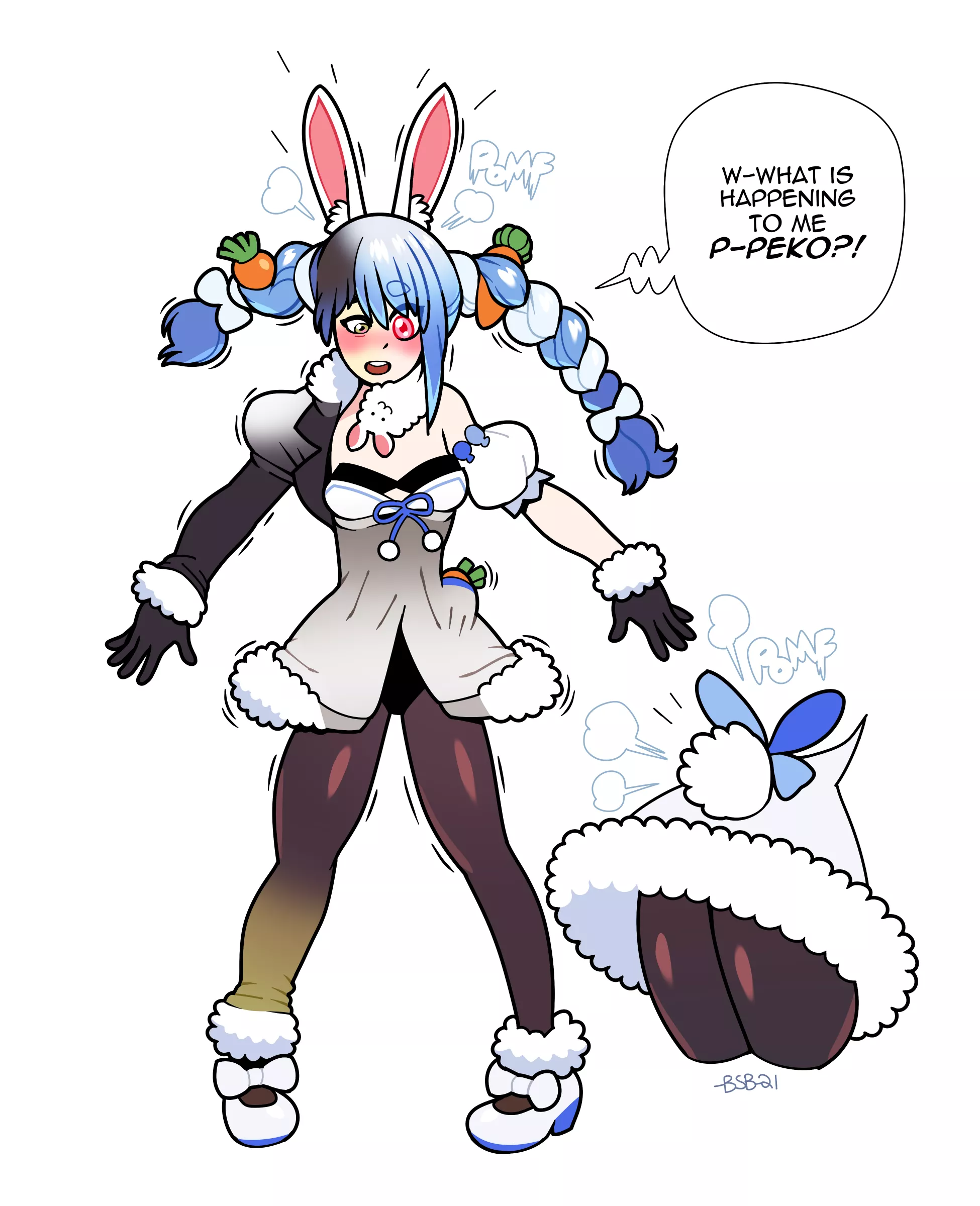 What the peko!? (M Human -> F Bunny Girl; Usada Pekora, Anime TFTG) (Hololive) by Blackshirtboy