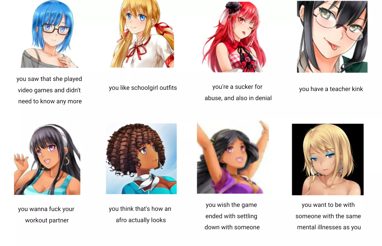 what your huniepop waifu says about you, part 1