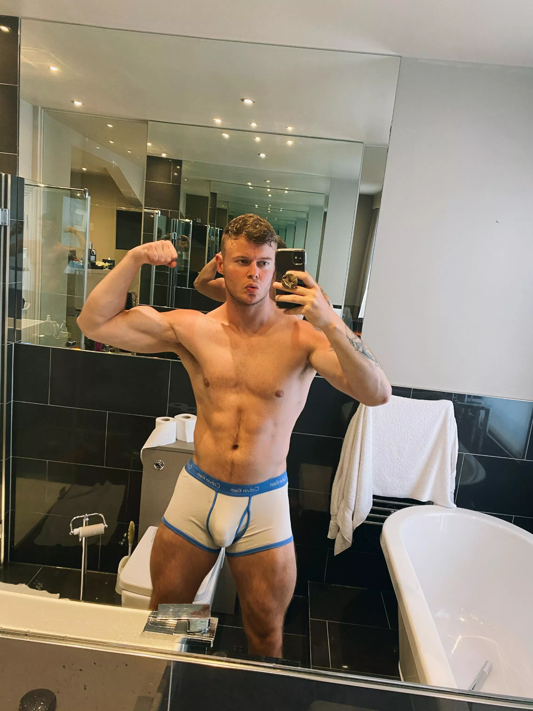 Whatâ€™s a hotel bathroom without a bulge selfie!?