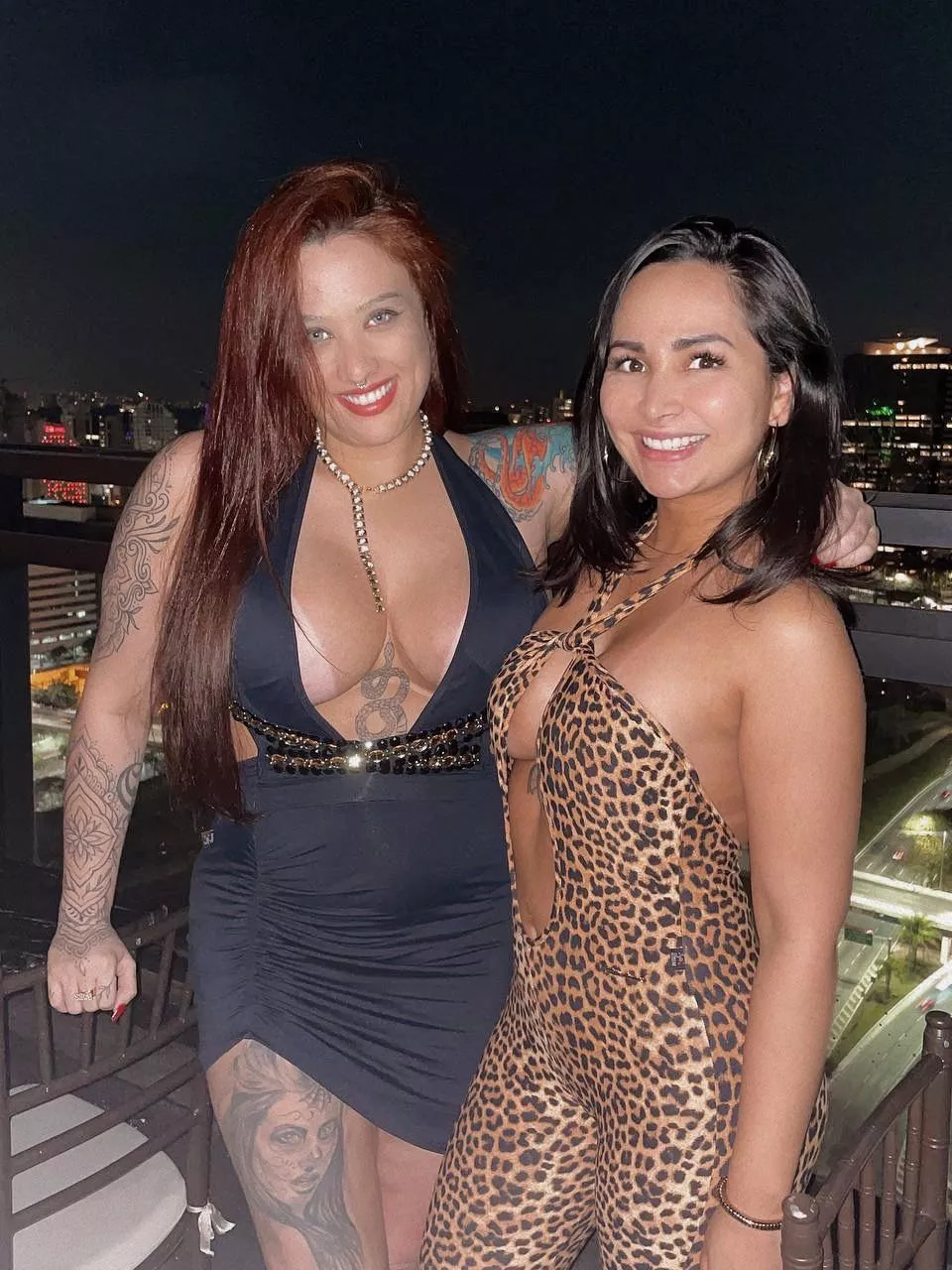 Whatâ€™s better than one Latina slut? Two Latina sluts! Bad Abigail (black dress) and Sayuri Syor (animal print).