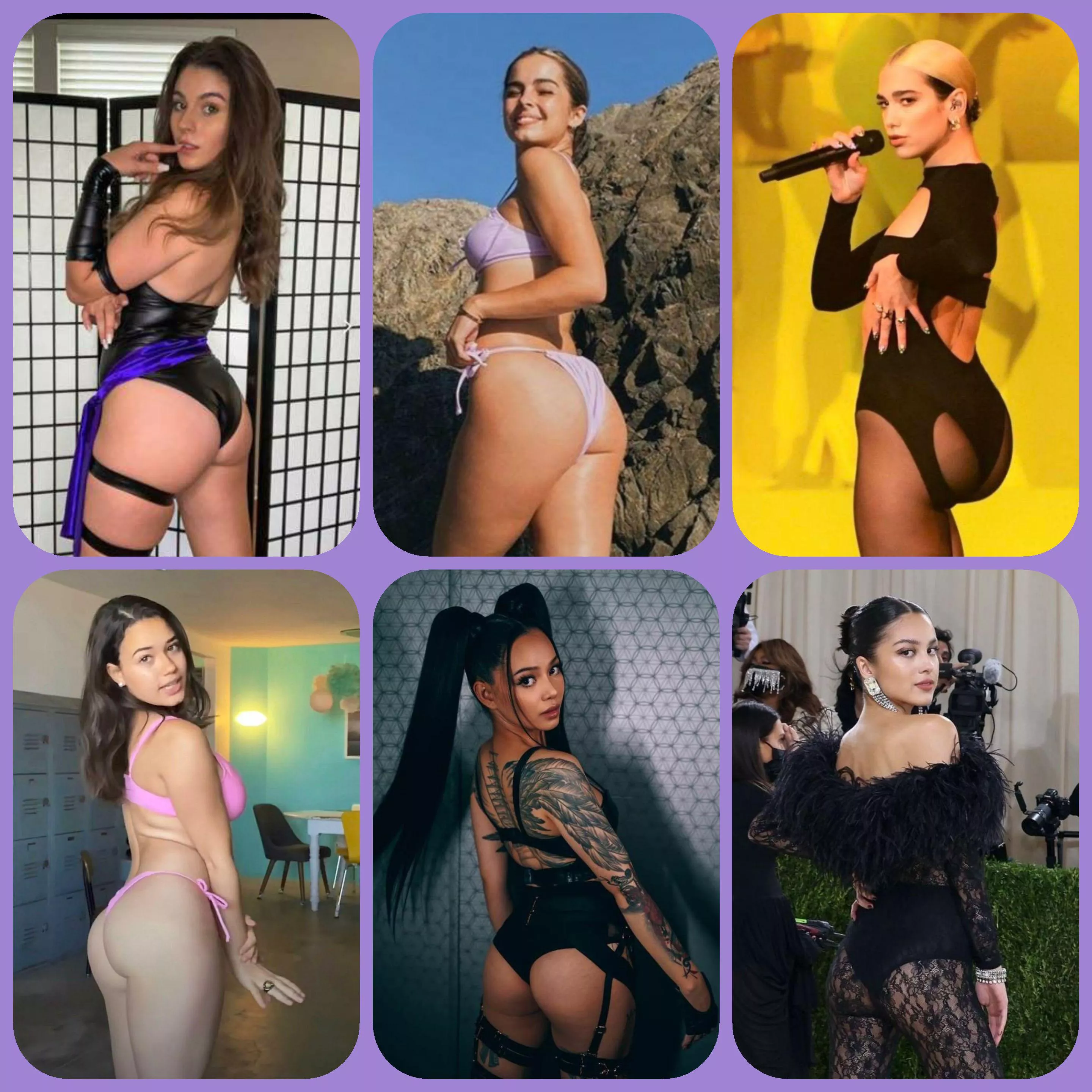 Which ass are you eating? Taya Miller, Addison Rae, Dua Lipa, Sofia Gomez, Bella Poarch or Olivia Rodrigo