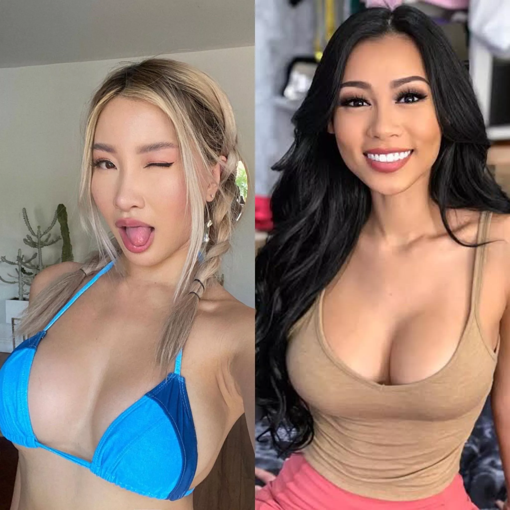 Which face and tits would you cover with cum after a tittyfuck and why? Left or right? [2]