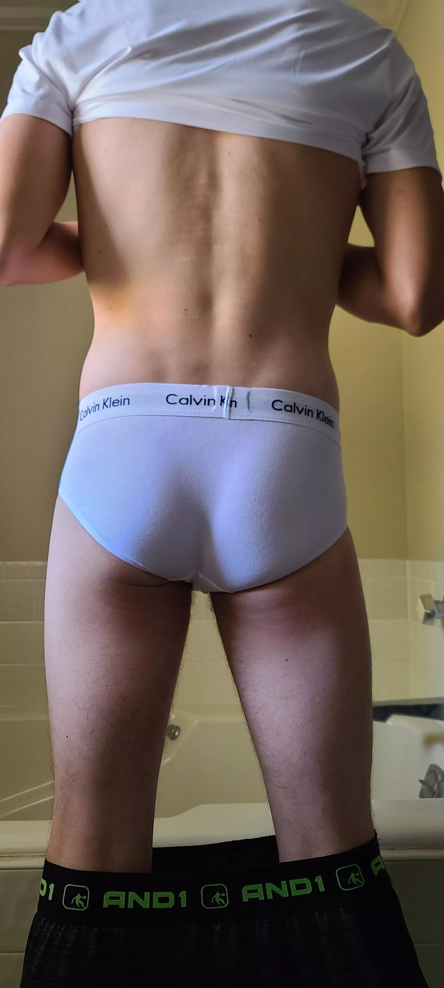 White briefs on a skinny butt