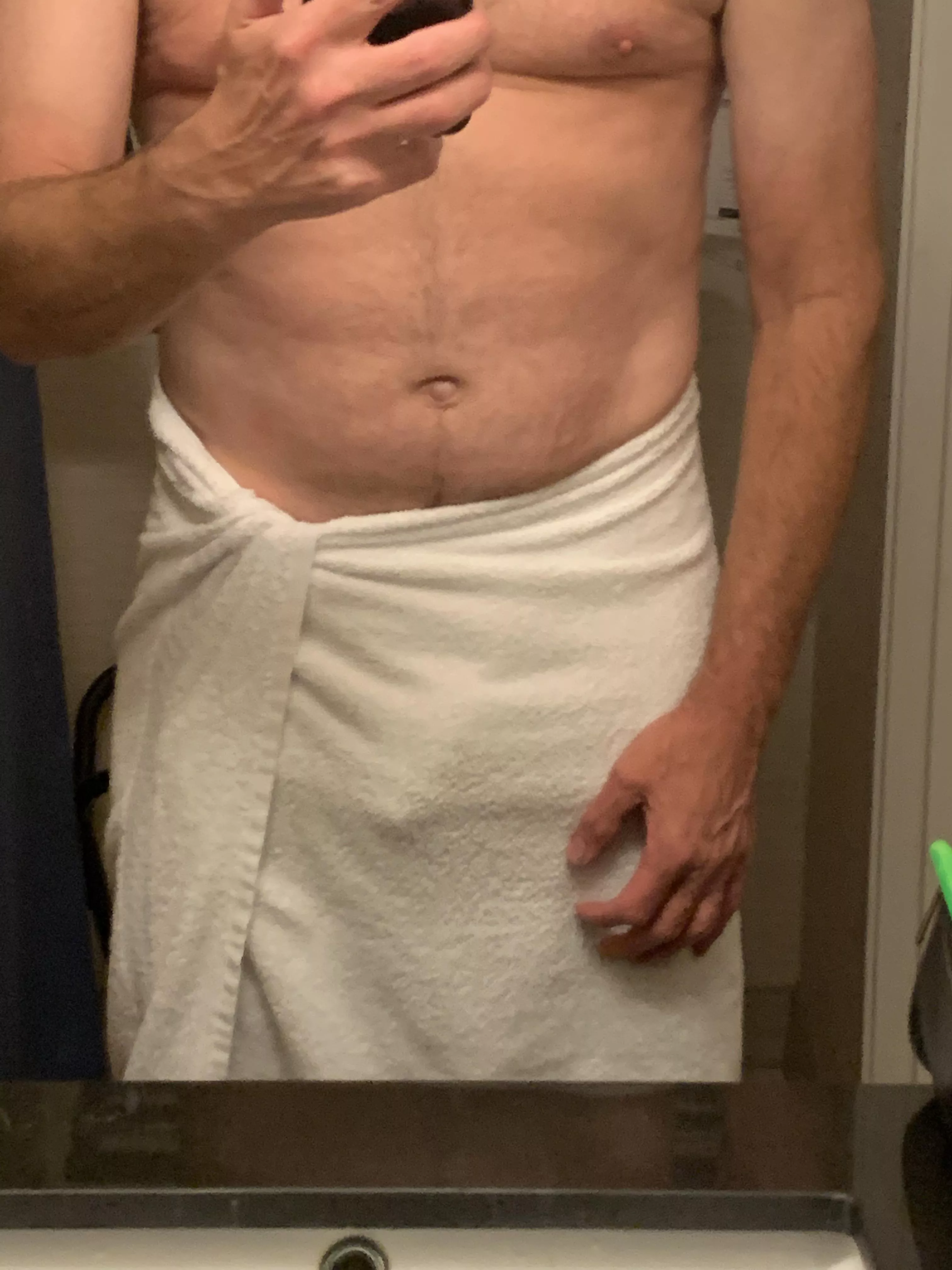 white towel bulge