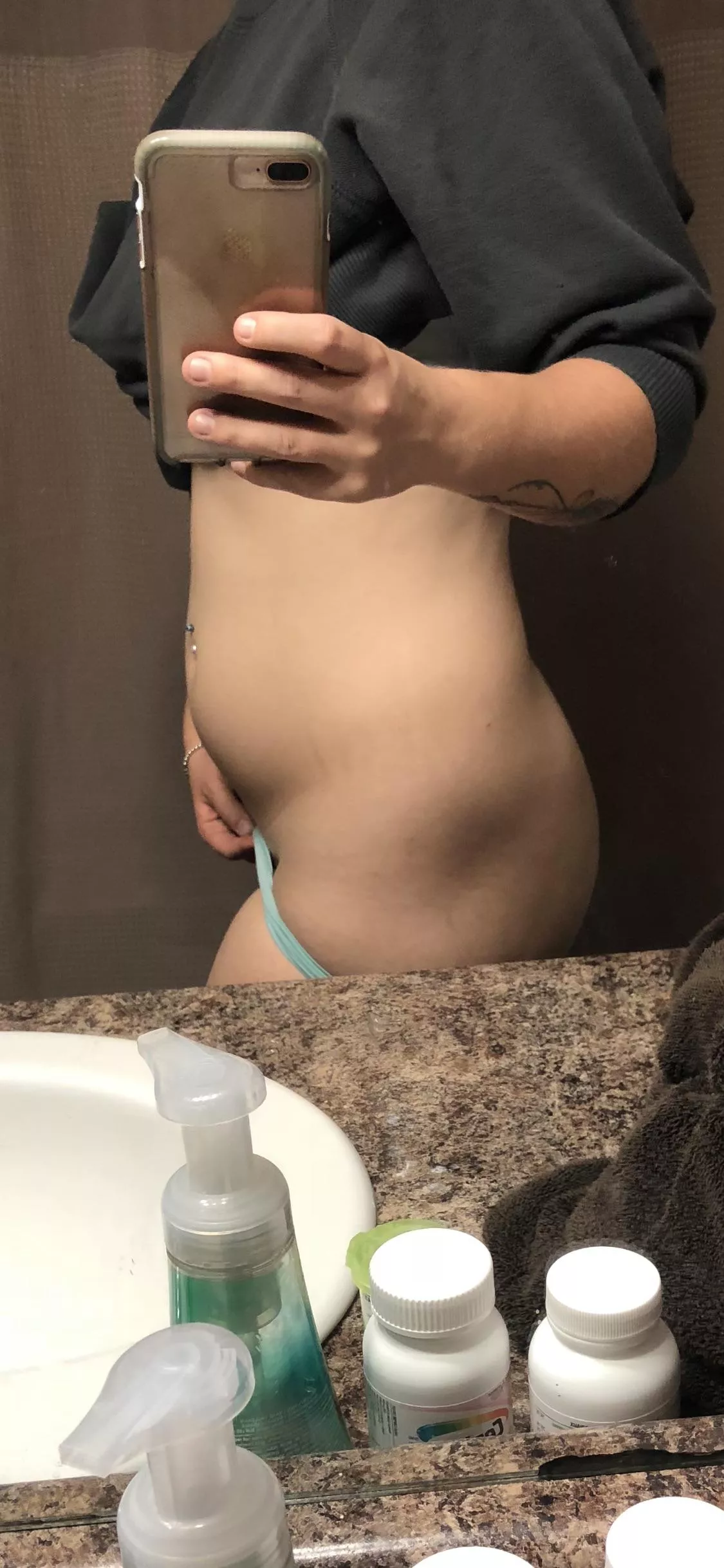 Who doesnâ€™t love a little bump just waiting to growðŸ¤°ðŸ¼ Also, panties up or down?ðŸ˜ðŸ’‹