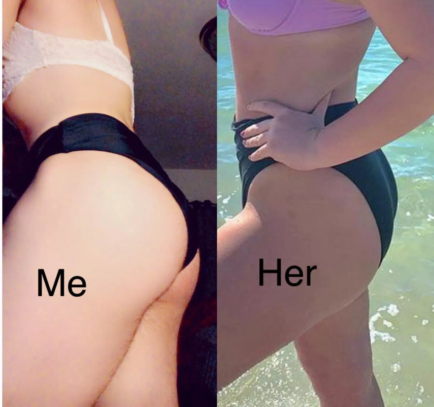 Who’s ass looks better in my sister’s swimsuit?🍑