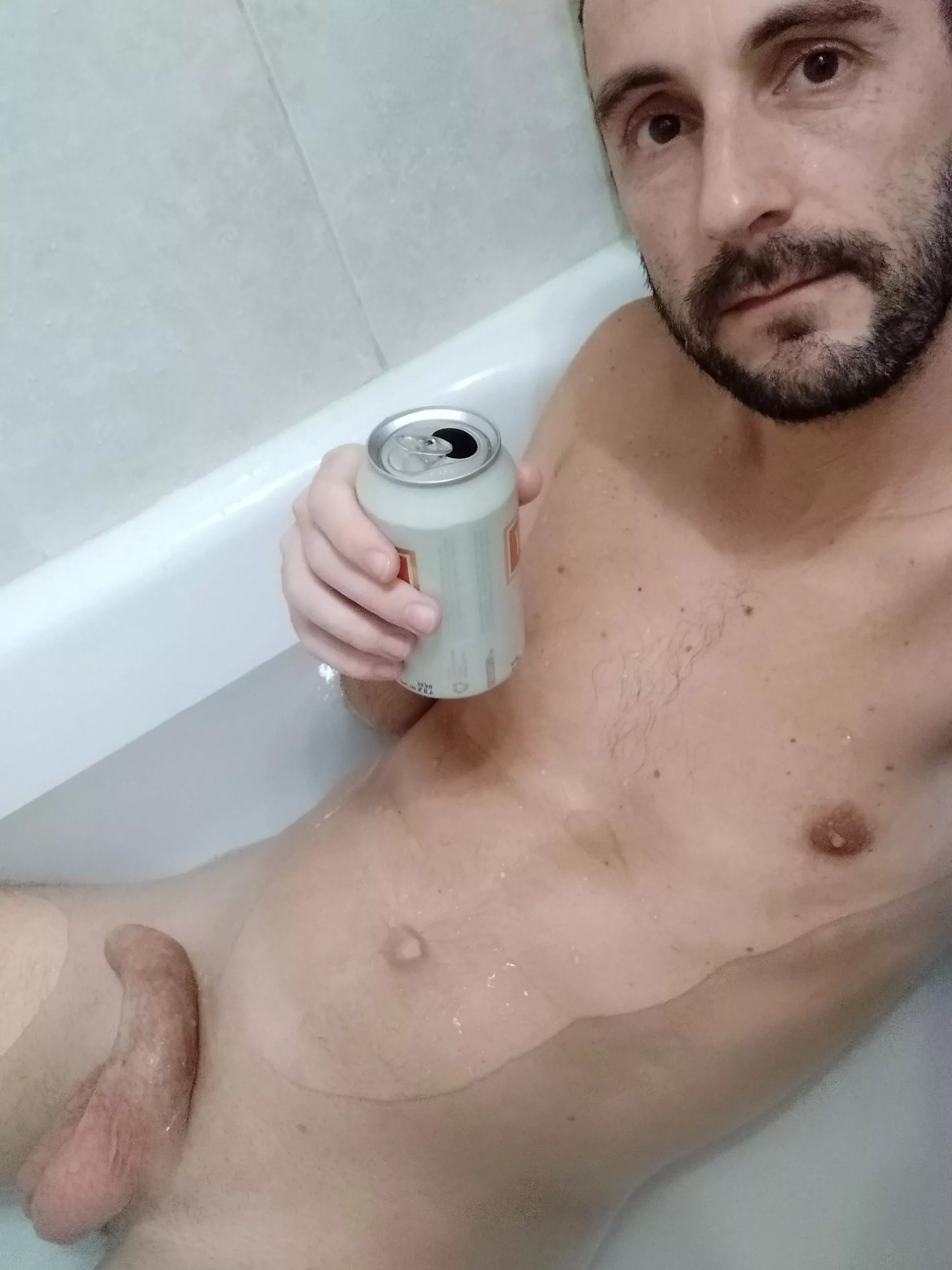 Winter... Time to relax with a beer bath!