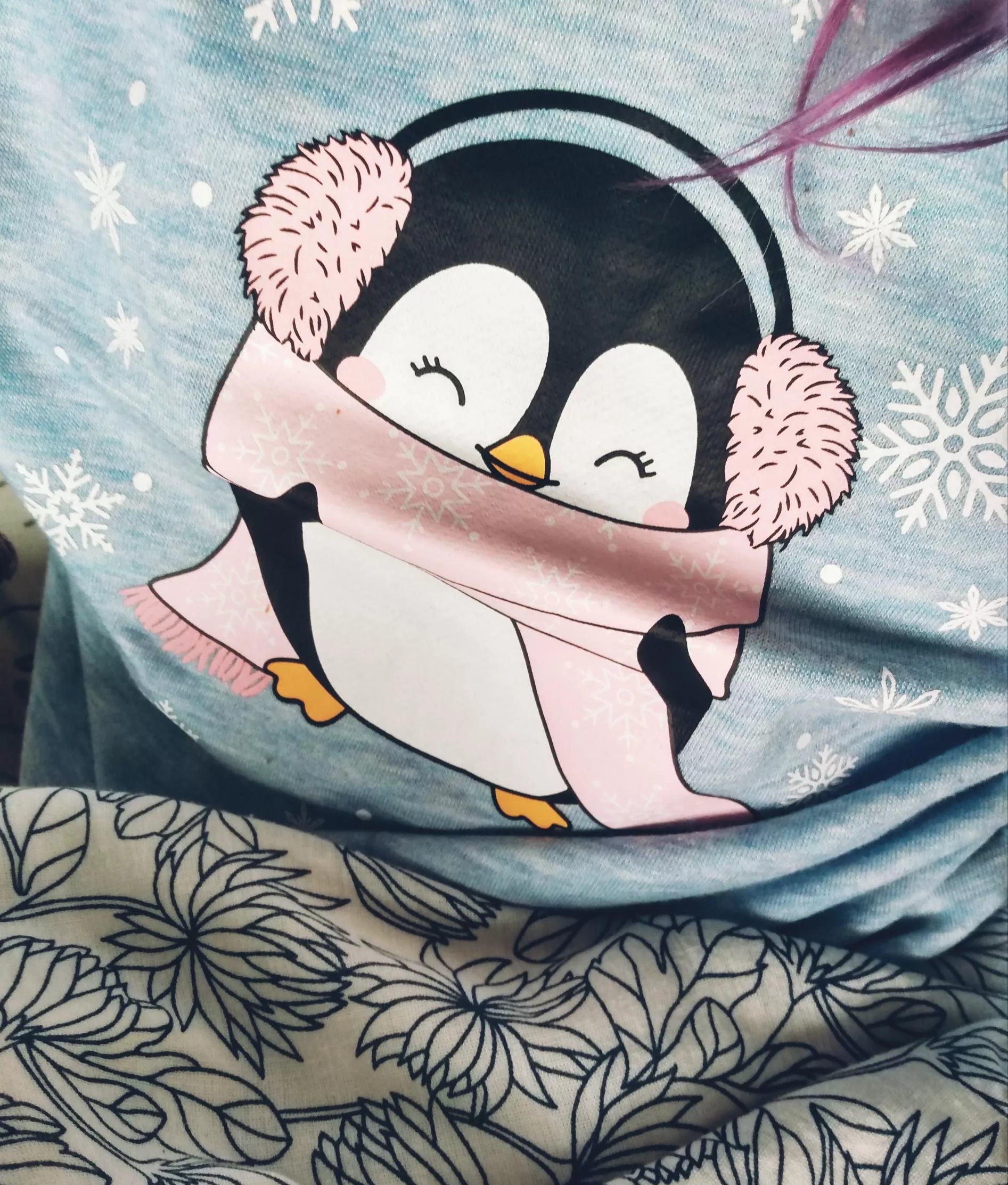 Winter-Snuggles with my new favorite sweater 🐧💜