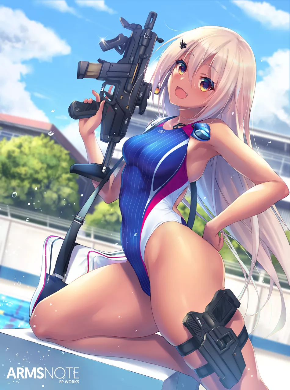 With A Swimsuit And SMG. (Fukai Ryosuke) [Arms Note]