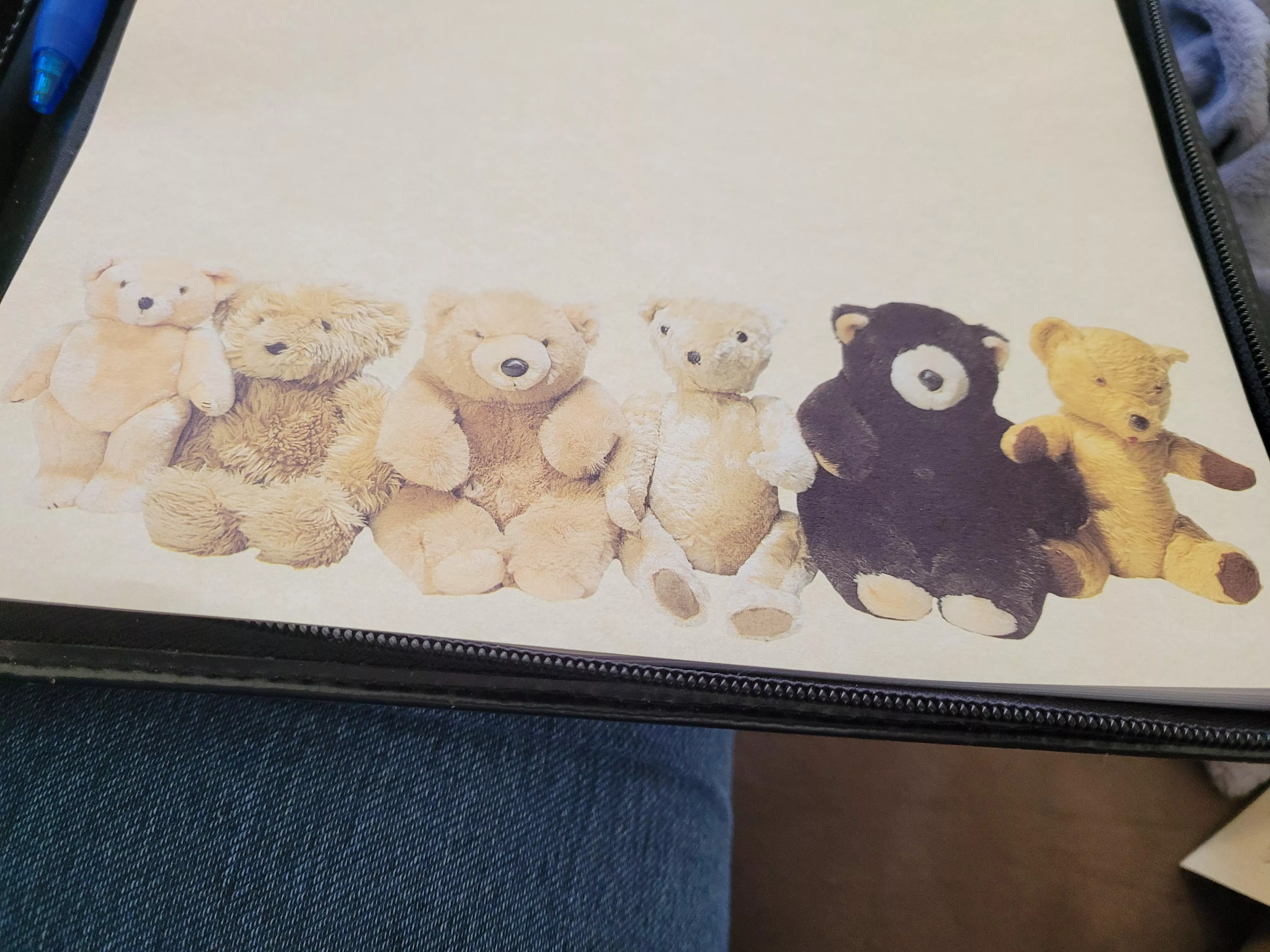 Writing letters on teddy bear paper