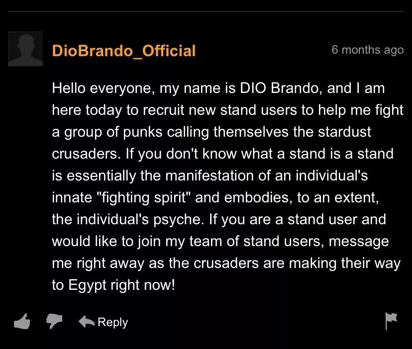 You expected to read a relevant comment, but it was me DIO