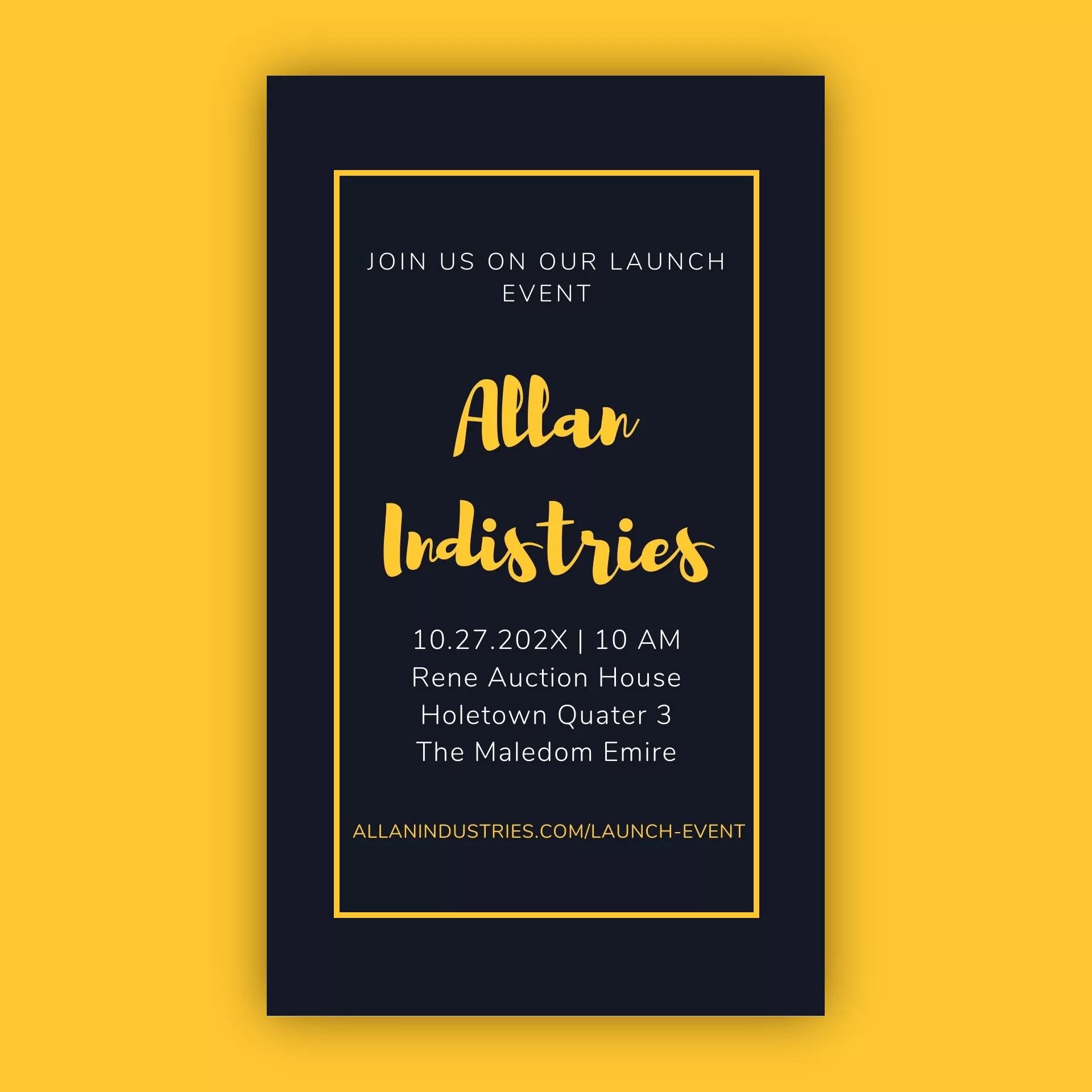 You have been Invited to Allan Industries' largest launch event. Today we will be launching our revolutionary new product, the name of which has not been revealed to the public. (rp with u/FunRpGirl)